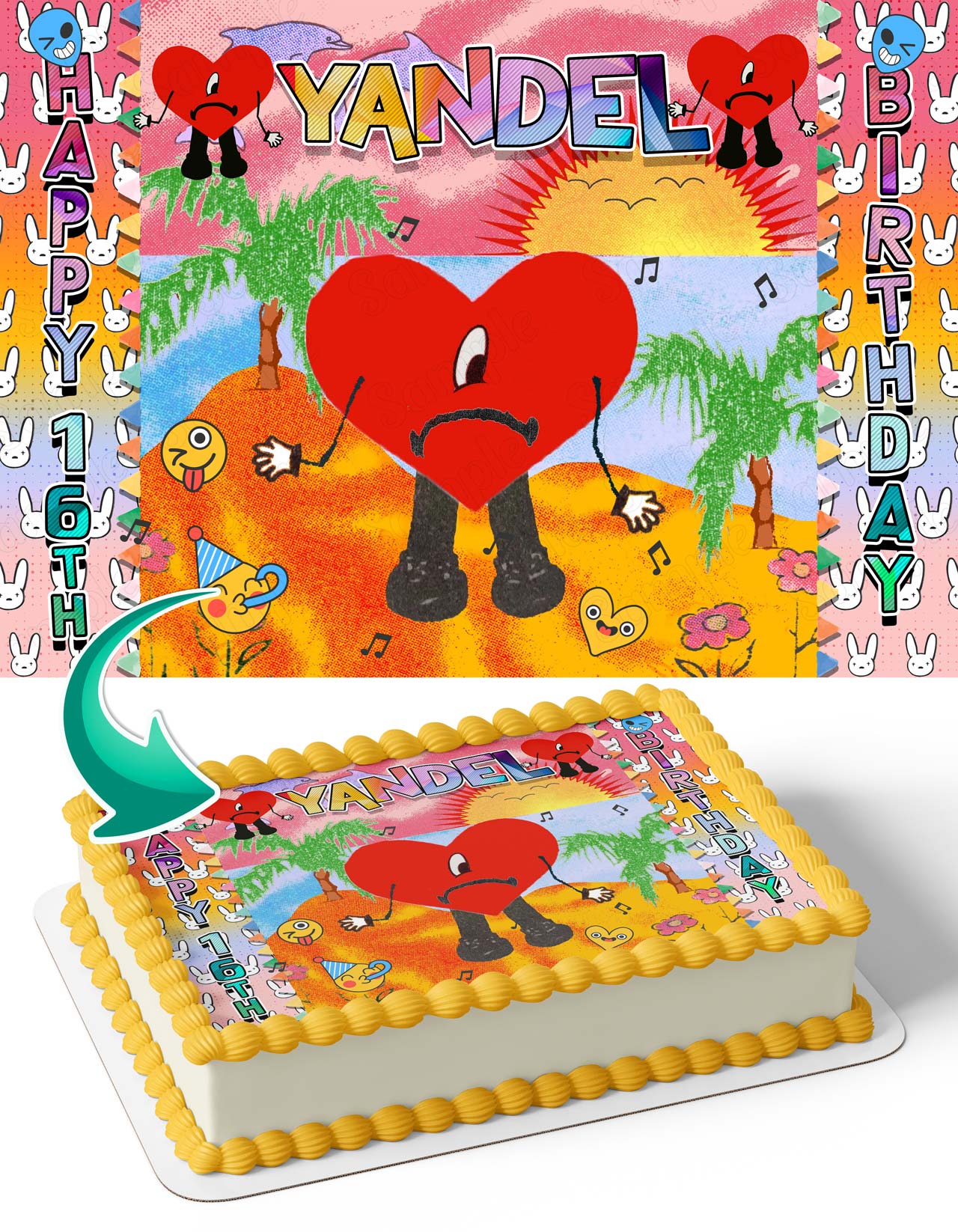 Benito Bunny Fun Bad Album Cover Themed Edible Cake Topper