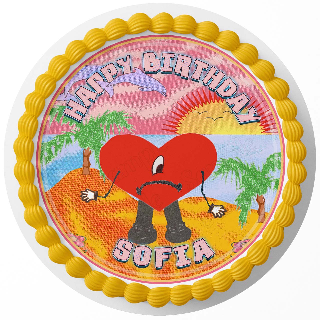 Benito Bunny Fun Bad Album Cover Round – Icing Sheet Birthday - Personalized Edible Cake Topper | Custom Icing Sheet | Birthday Cake Decoration