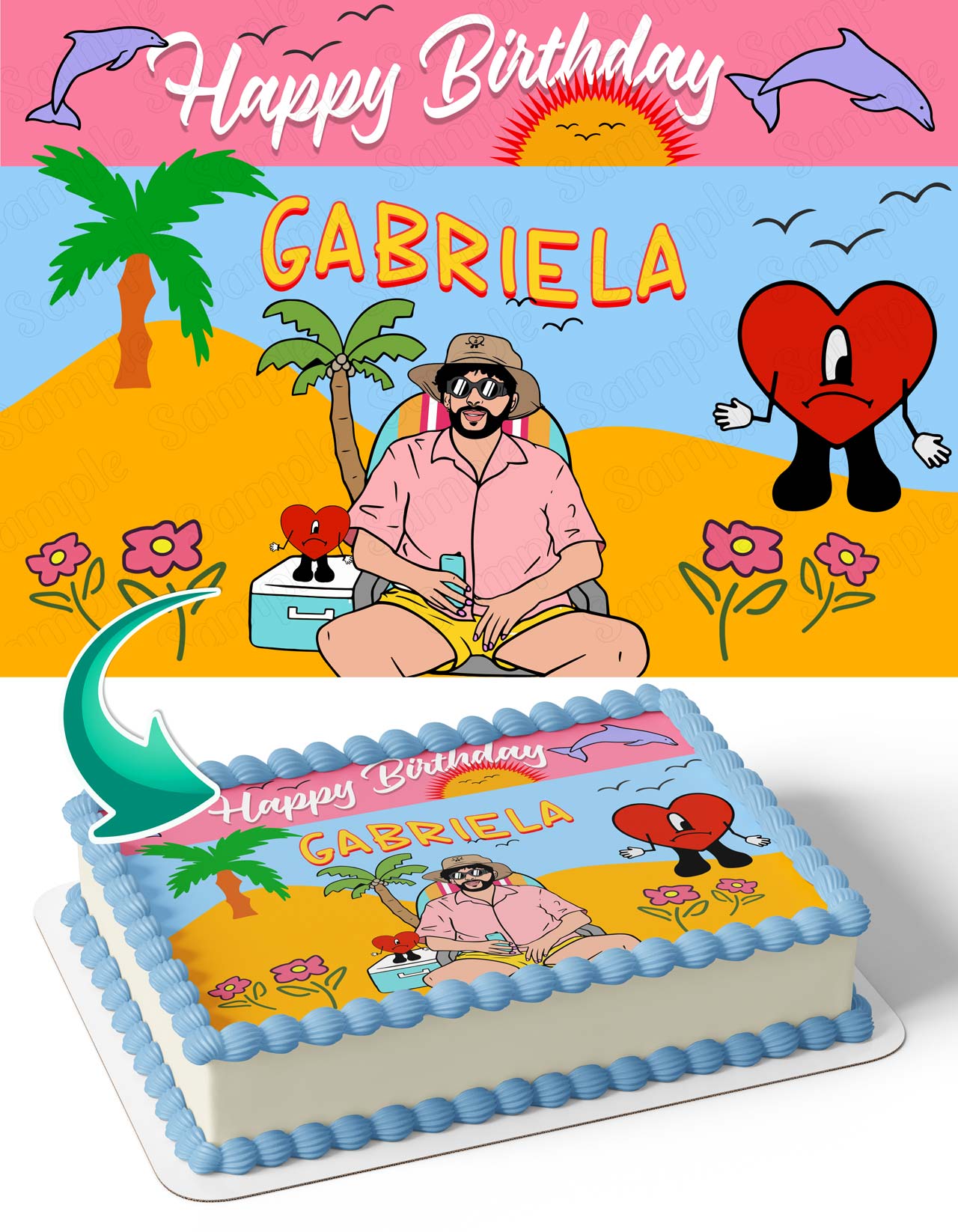 Benito Bunny Fun Bad Edible Cake Topper