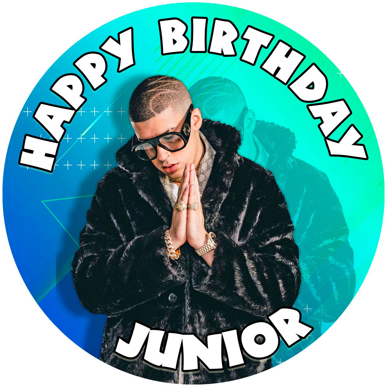 Benito Bunny Fun Bad Round – Icing Sheet Birthday - Personalized Edible Cake Topper | Custom Icing Sheet | Birthday Cake Decoration
