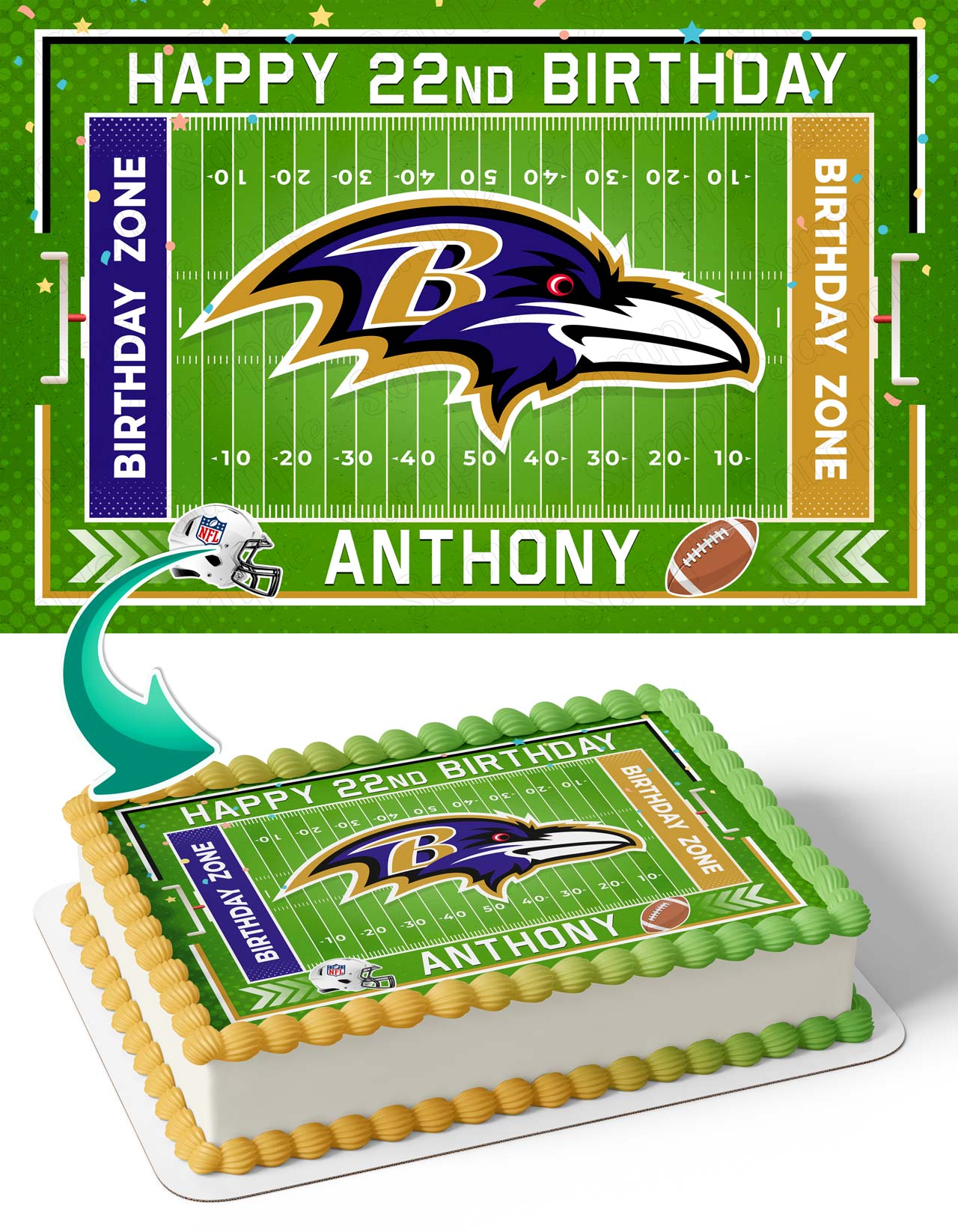 Baltimore Ravens Edible Cake Topper