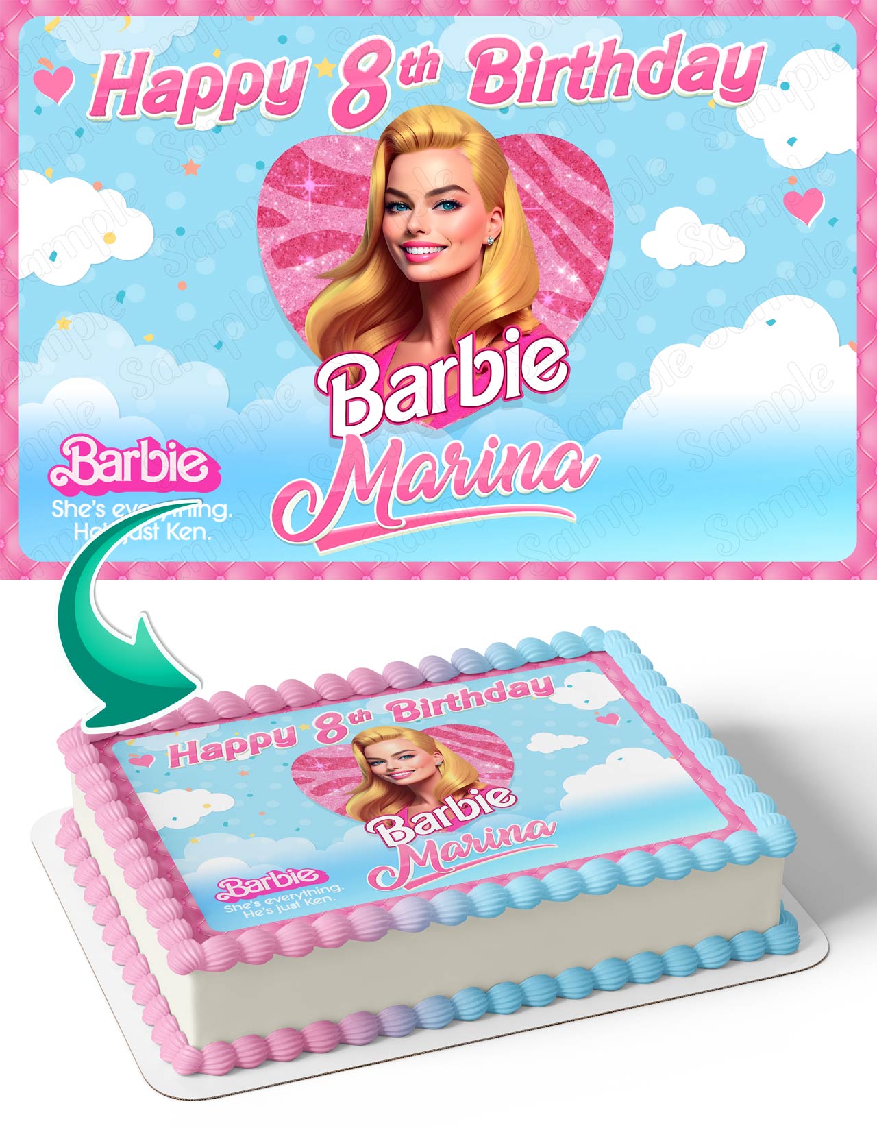 Barbi Pink Princess Barby Edible Cake Topper