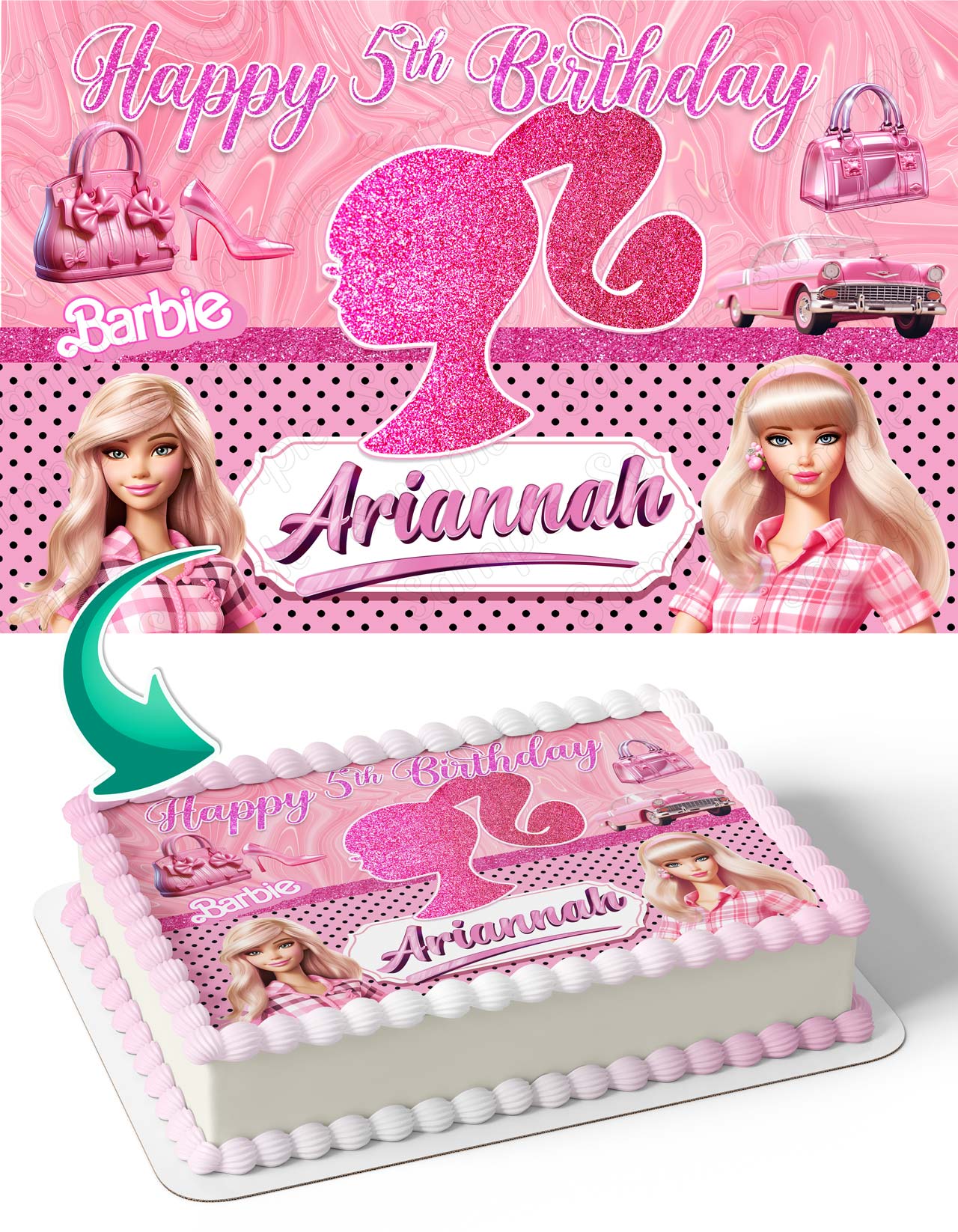 Barbie Barbi Girl Princess Cute Pink Edible Cake Topper