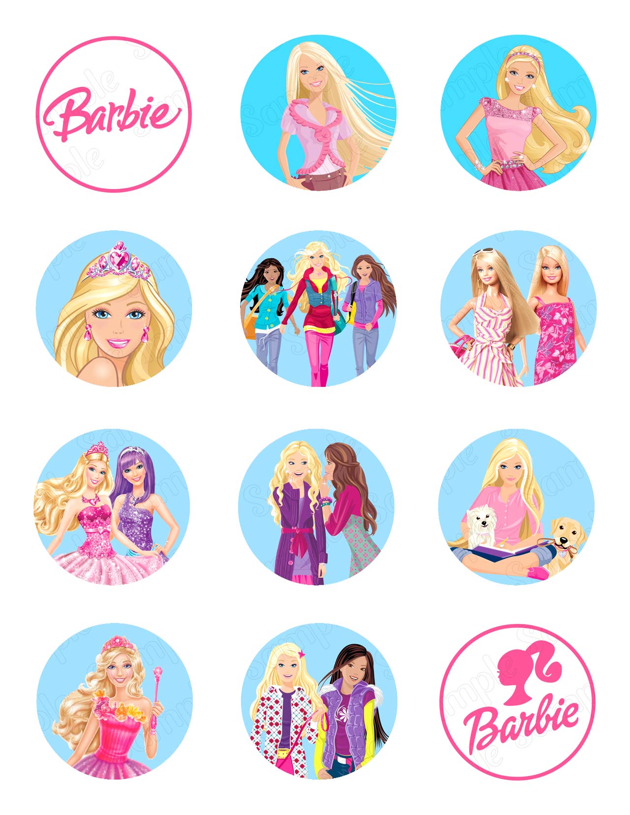 Barby Edible Cupcake Toppers – Round Icing Sheet Birthday Party - Edible Cake Topper | Icing Sheet | Birthday Cake Decoration