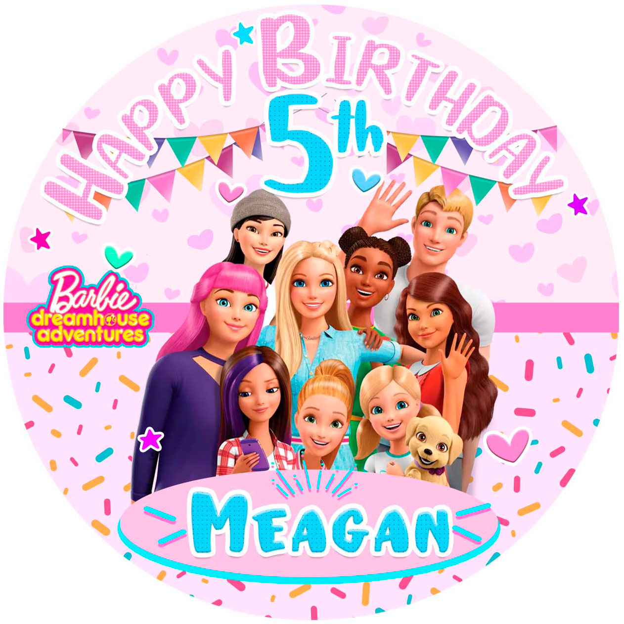 Barbye Dream House Round – Icing Sheet Birthday - Personalized Edible Cake Topper | Custom Icing Sheet | Birthday Cake Decoration