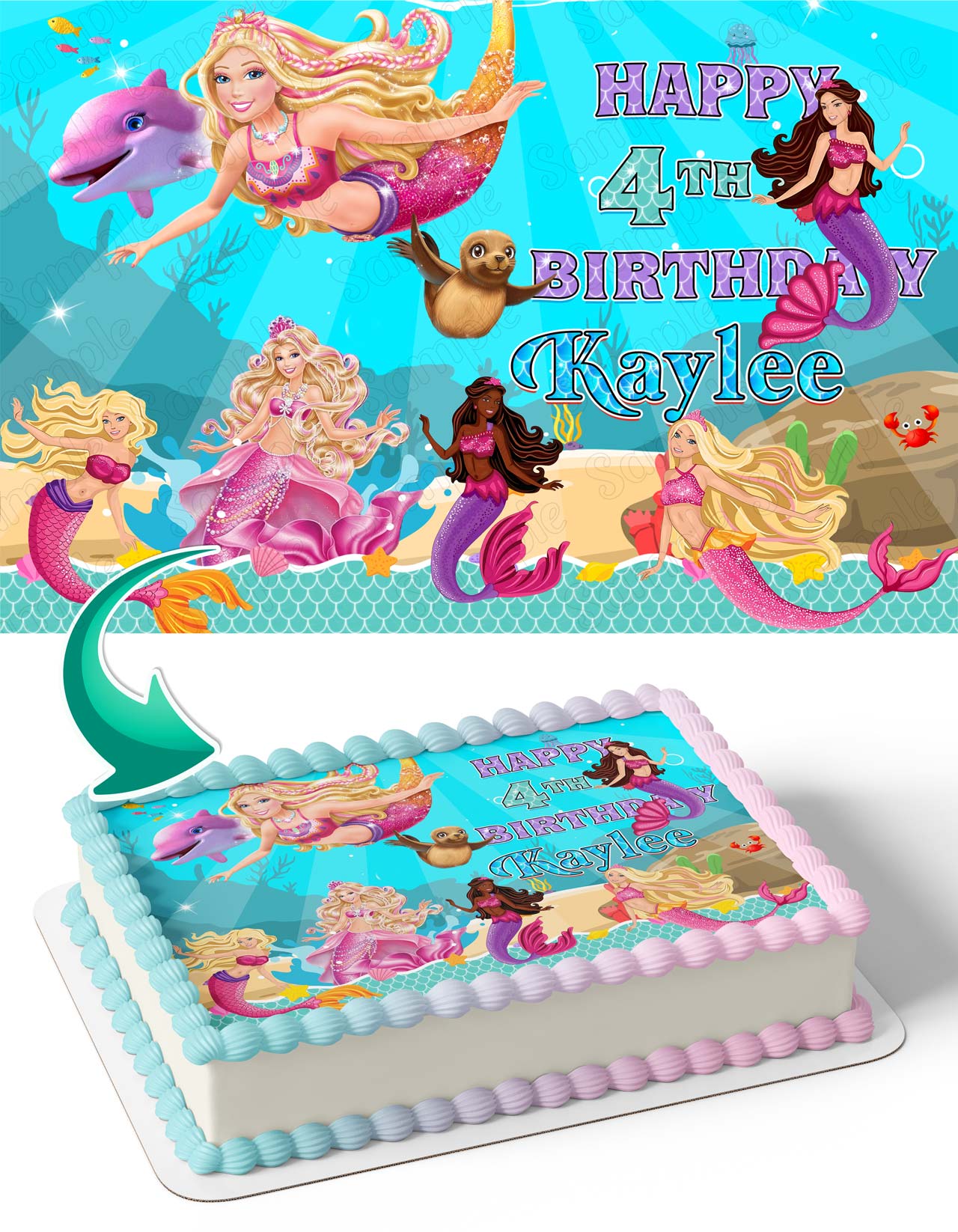 Barbie Mermaid Edible Cake Topper