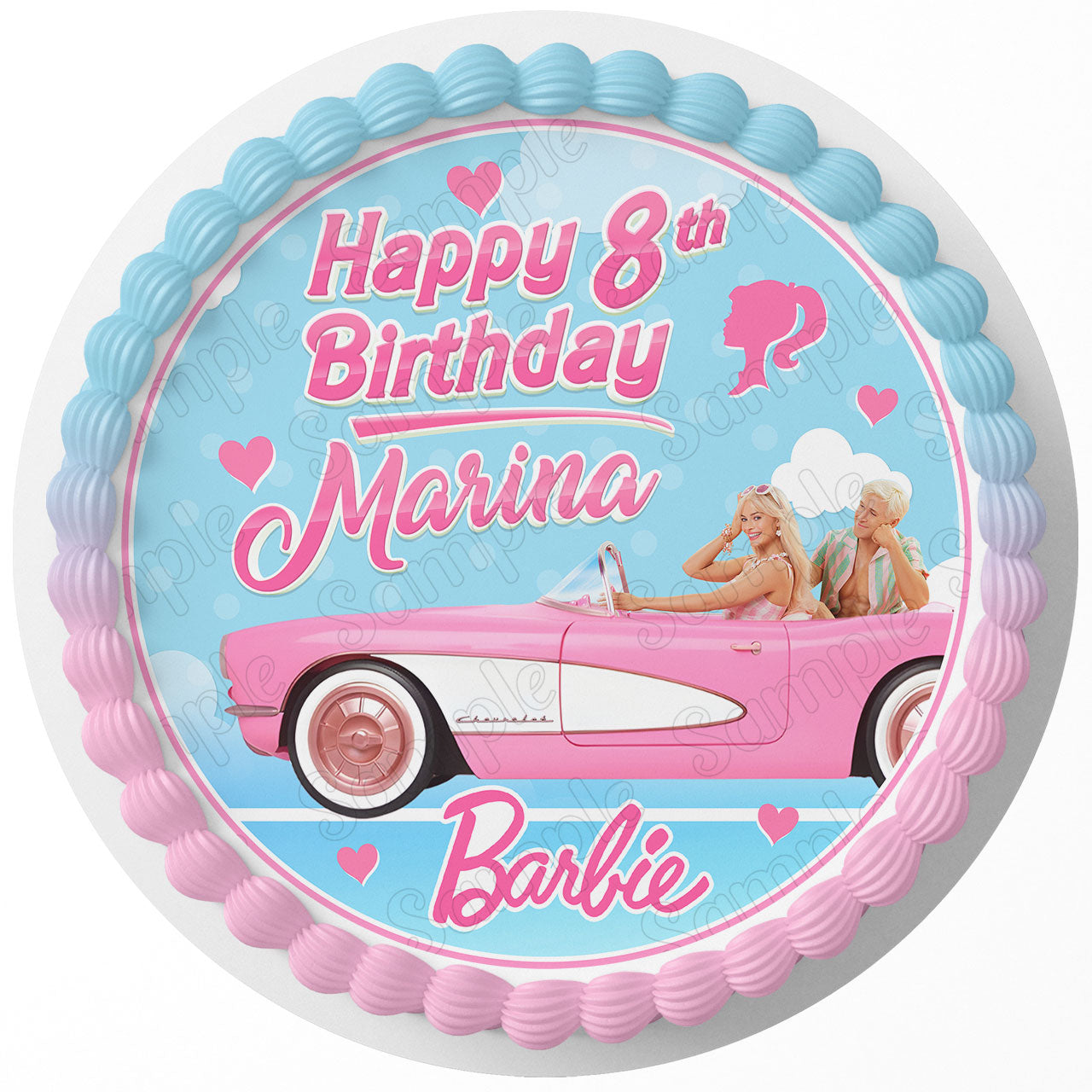 Barbi Princess Kids Girls Pink Round – Icing Sheet Birthday - Personalized Edible Cake Topper | Custom Icing Sheet | Birthday Cake Decoration