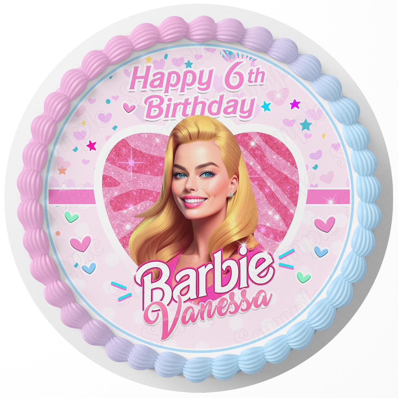 Barbi Princess Girls Cute Round – Icing Sheet Birthday - Personalized Edible Cake Topper | Custom Icing Sheet | Birthday Cake Decoration