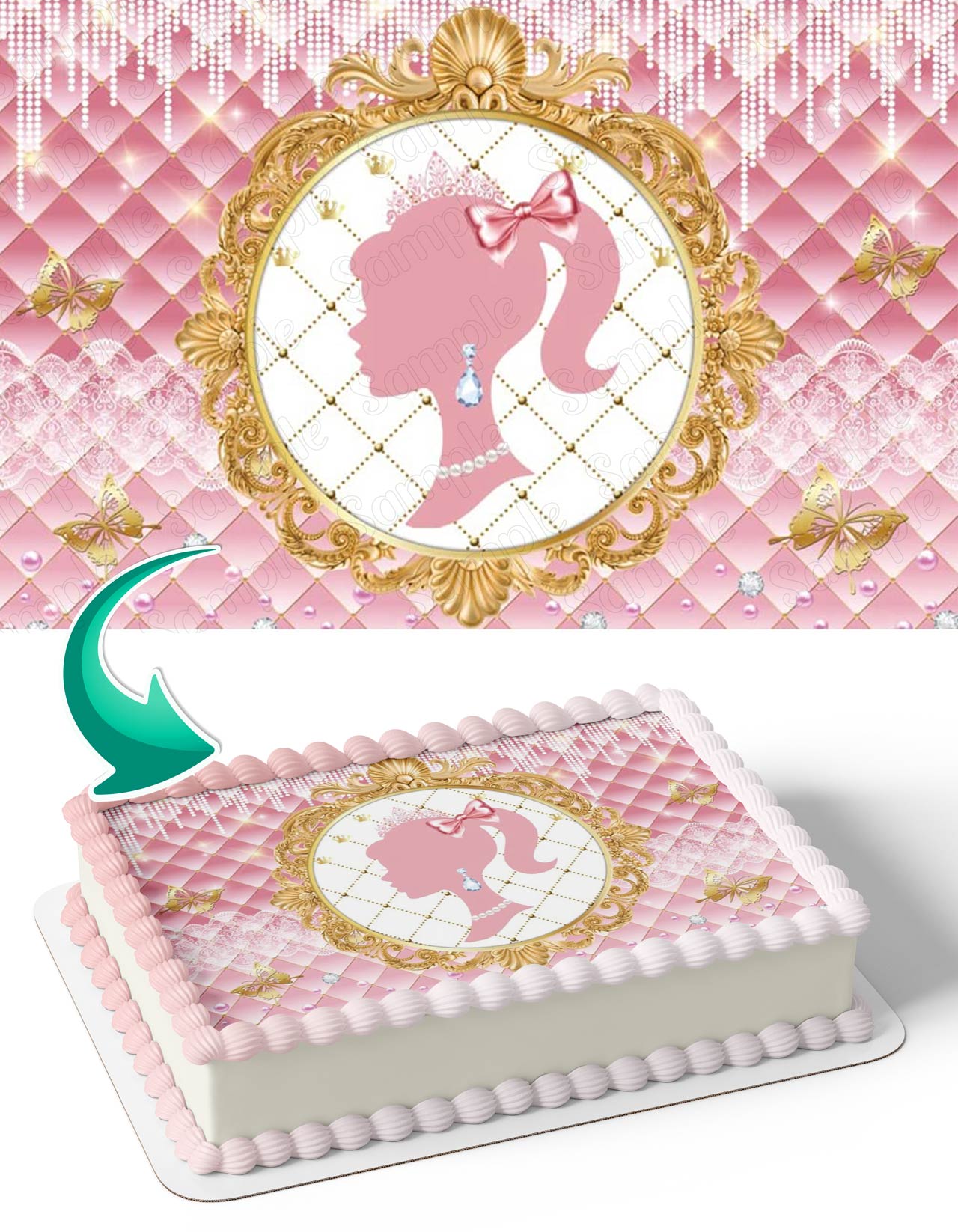Barbie Pink Jewelry Edible Cake Topper