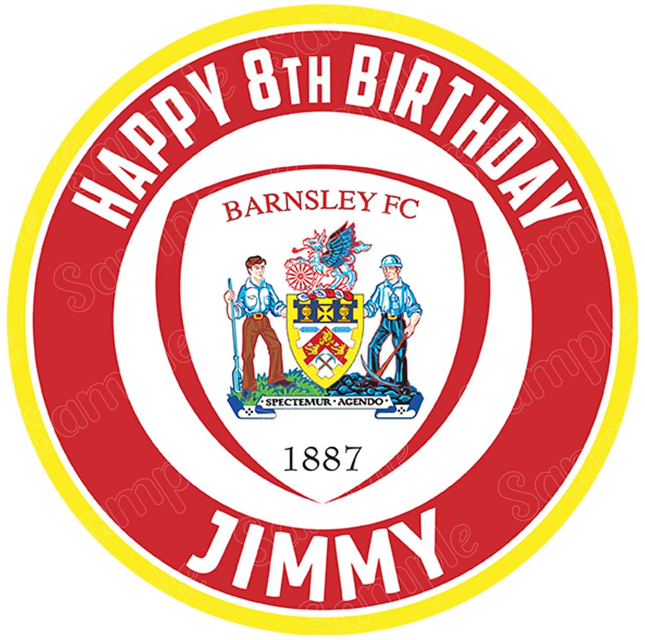 Barnsley FC Round – Icing Sheet Birthday - Personalized Edible Cake Topper | Custom Icing Sheet | Birthday Cake Decoration | Photo Cake Image