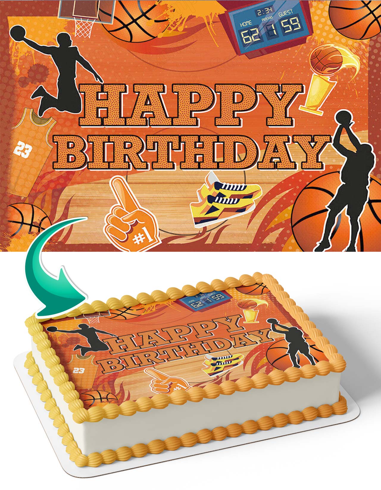 Basketball Court Fan Shoes Edible Cake Topper