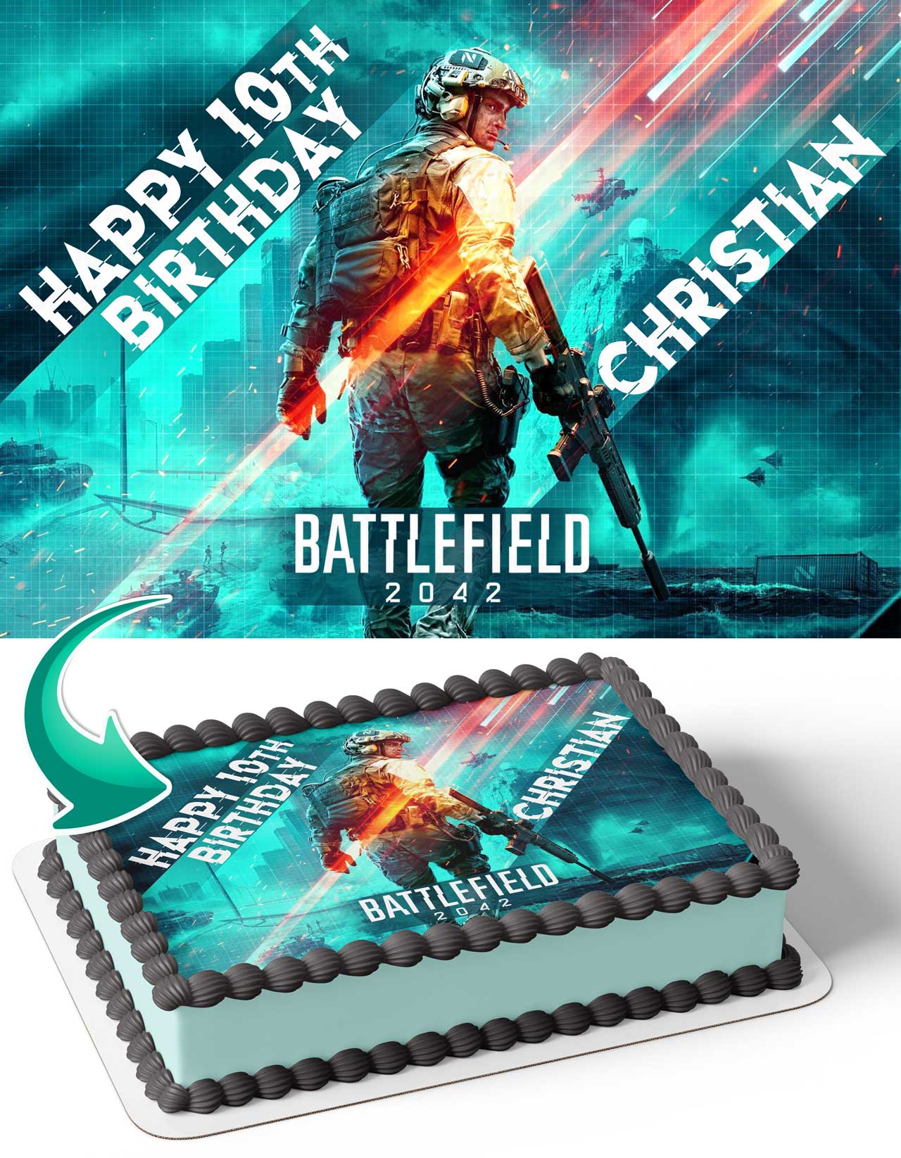 Battlefield 2042 Gamer Edible Cake Topper