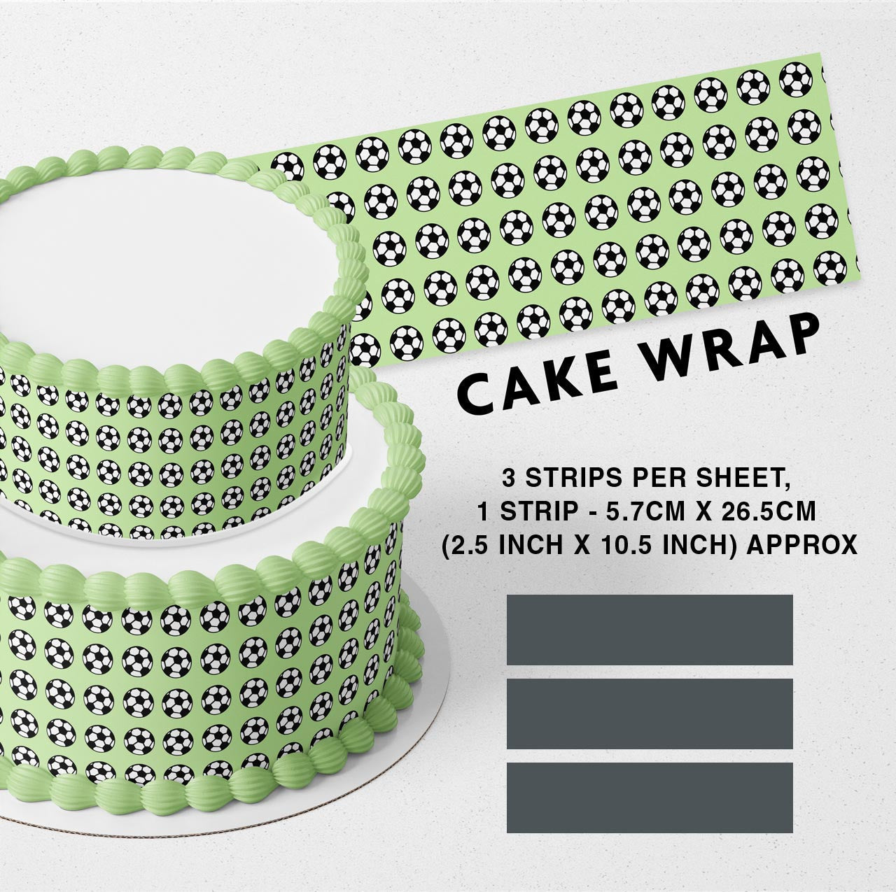 Football Soccer Pattern Strips Edible Icing Printed Cake Wrap Strips Topper Ribbon Border image 0