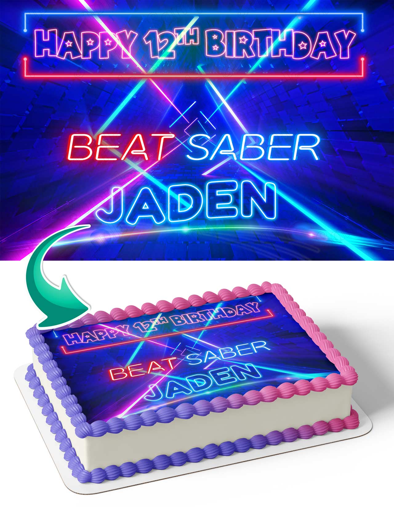 Beat Saber Game VR Edible Cake Topper
