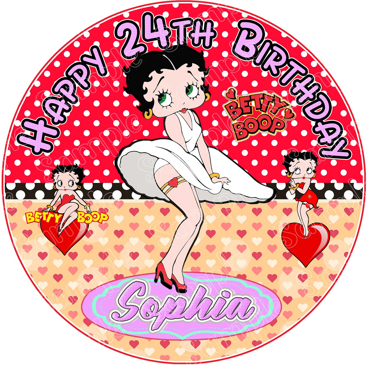 Betty Cute Boo Girls Round – Icing Sheet Birthday - Personalized Edible Cake Topper | Custom Icing Sheet | Birthday Cake Decoration
