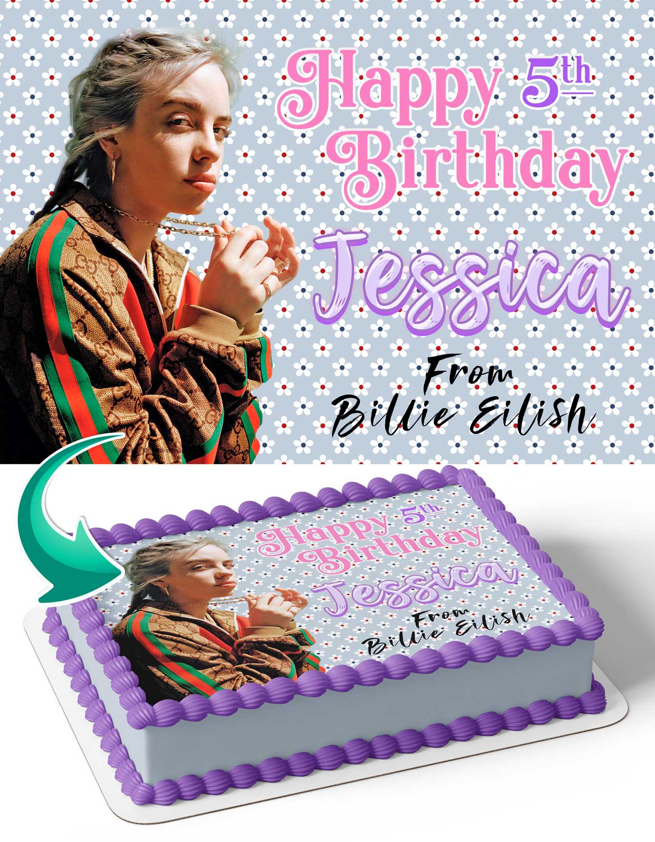 Eilish Girl Edible Cake Topper