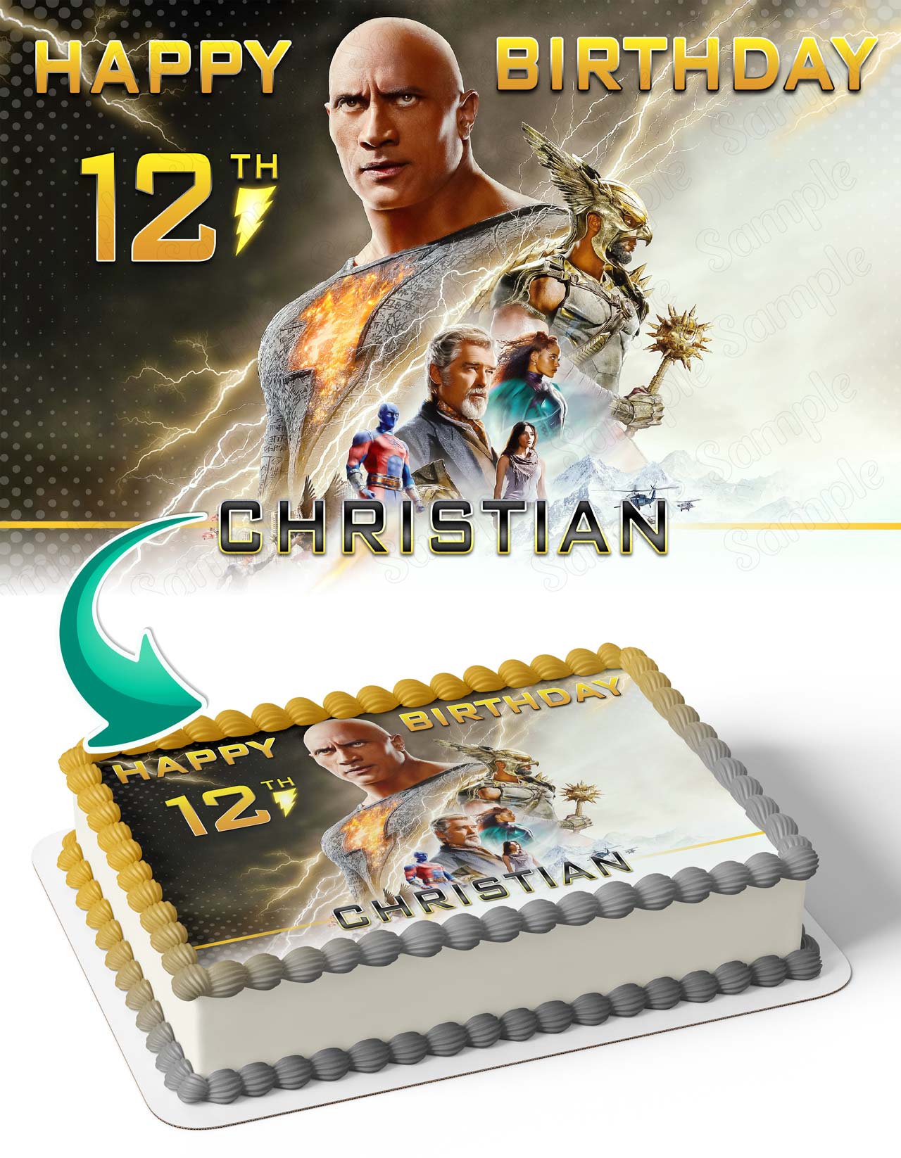 Black Adam Edible Cake Topper