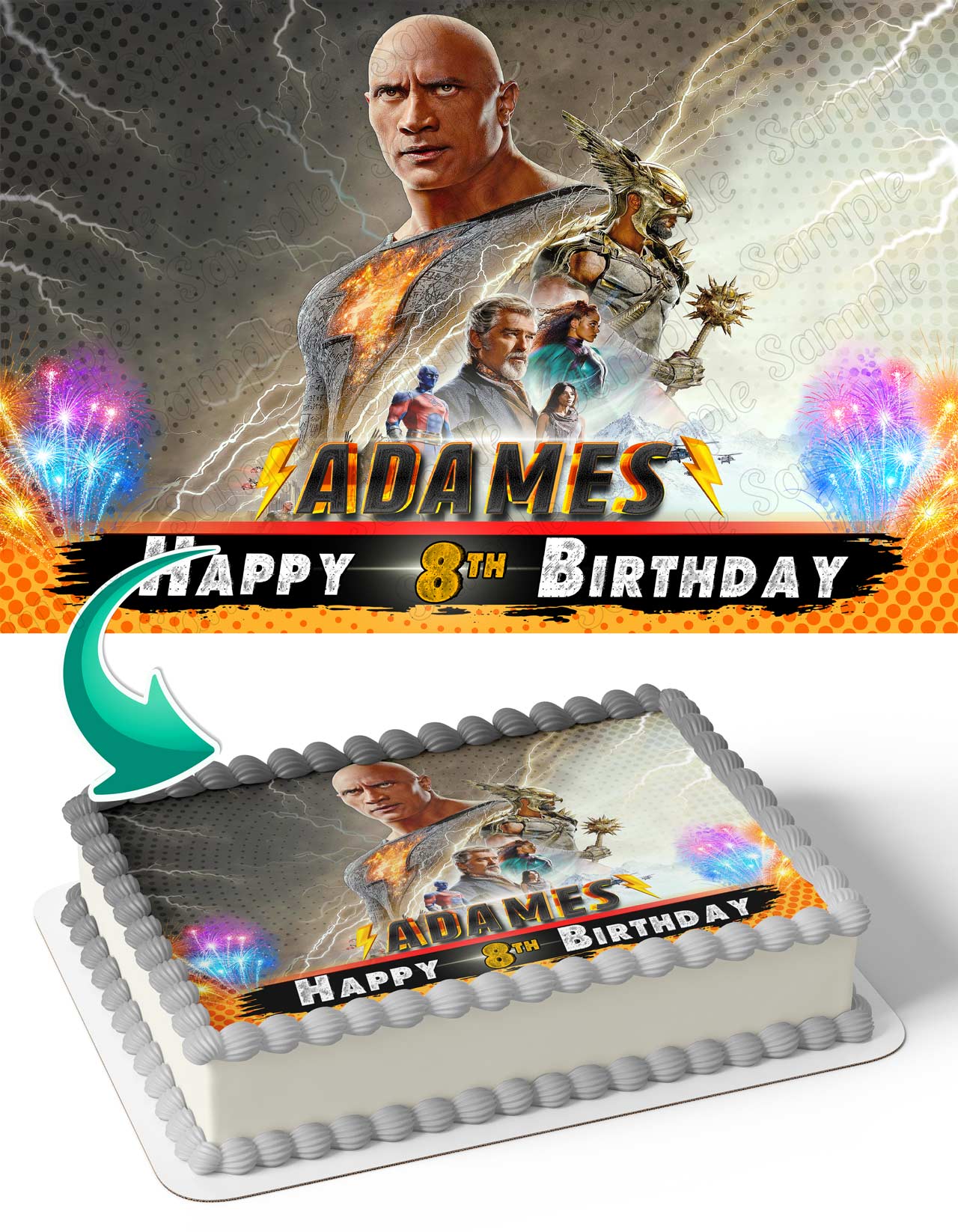 Black Adam The Rock Super Hero Edible Cake Topper