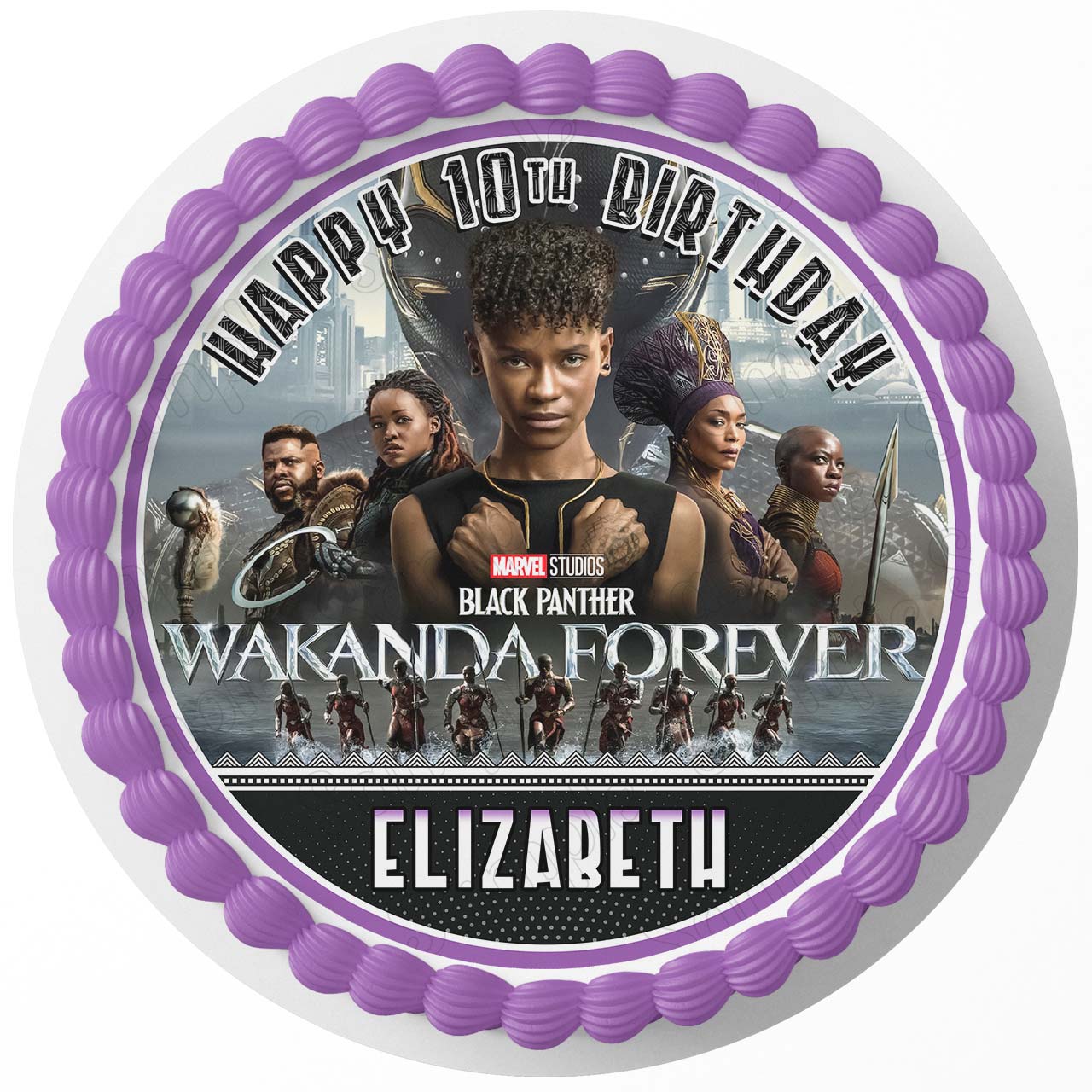 Black Panther Wakanda Forever Round – Icing Sheet Birthday - Personalized Edible Cake Topper | Custom Icing Sheet | Birthday Cake Decoration