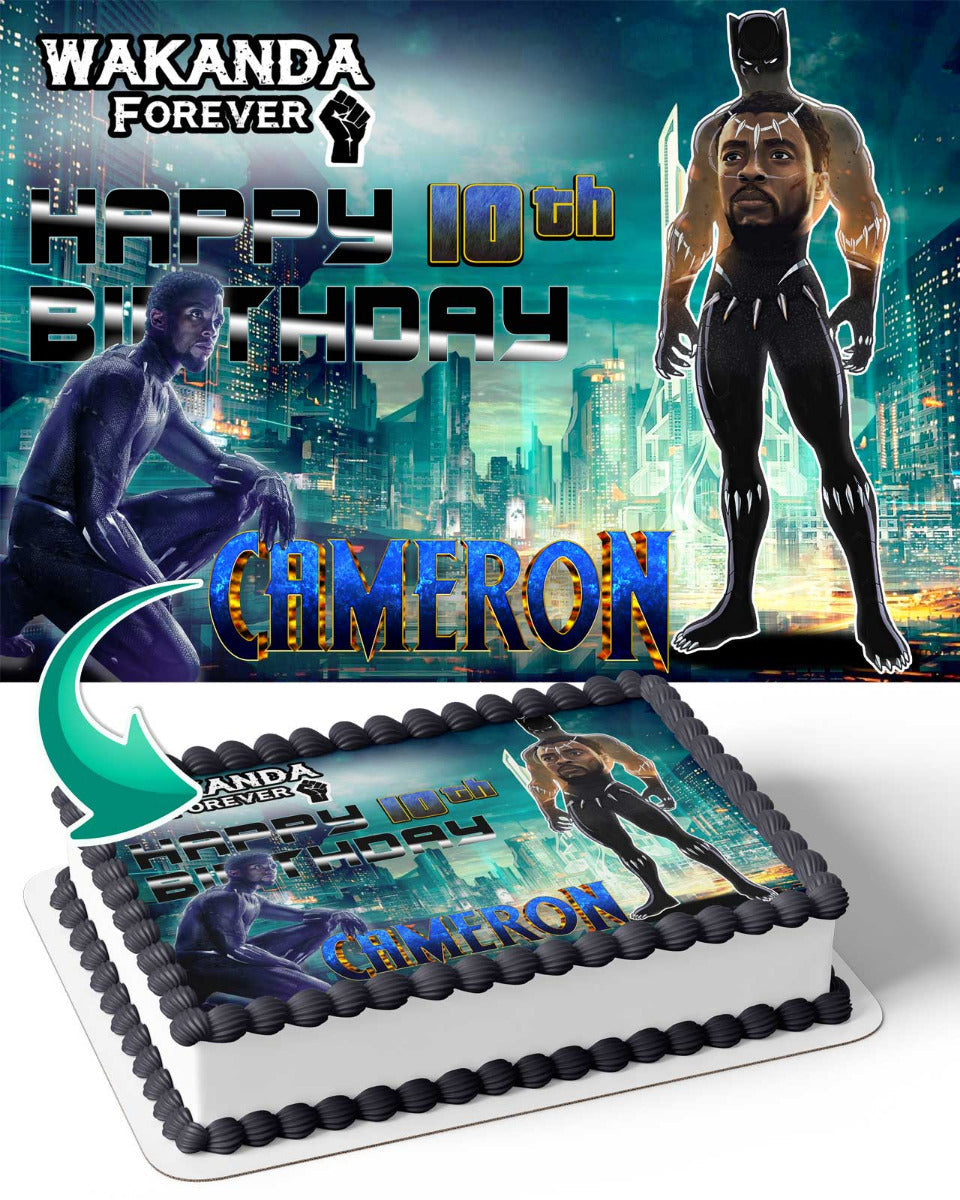 Black Panther Wakanda Forever Edible Cake Topper