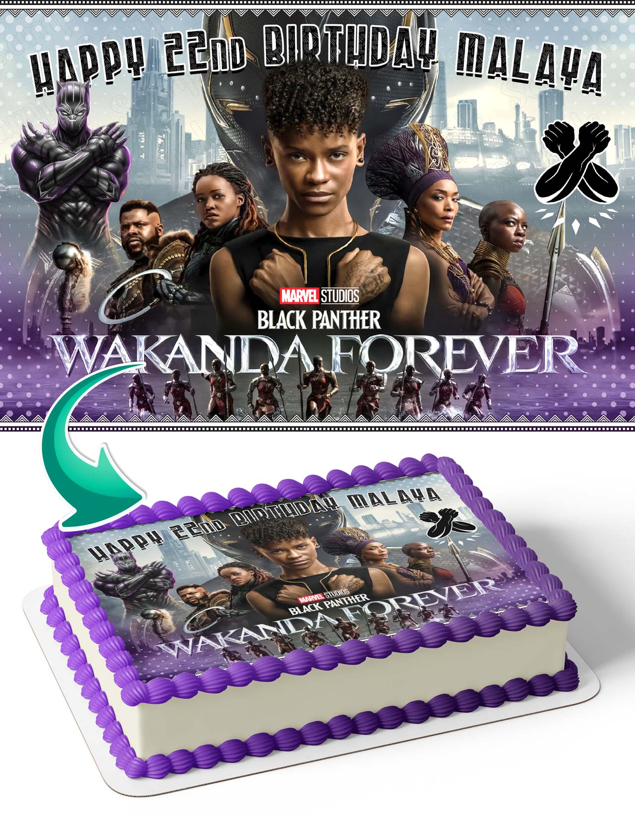 Black Panther Wakanda Forever FR Edible Cake Topper