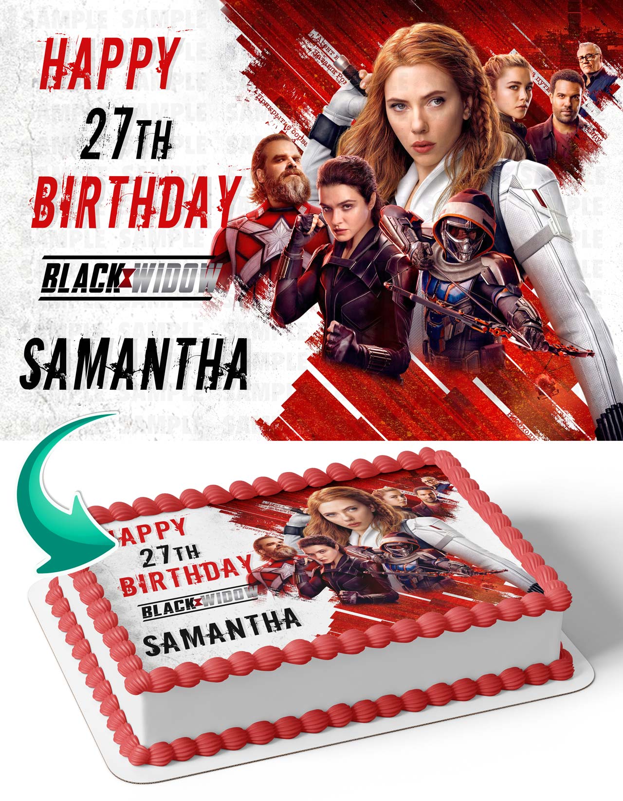 Black Widow Marvol Edible Cake Topper