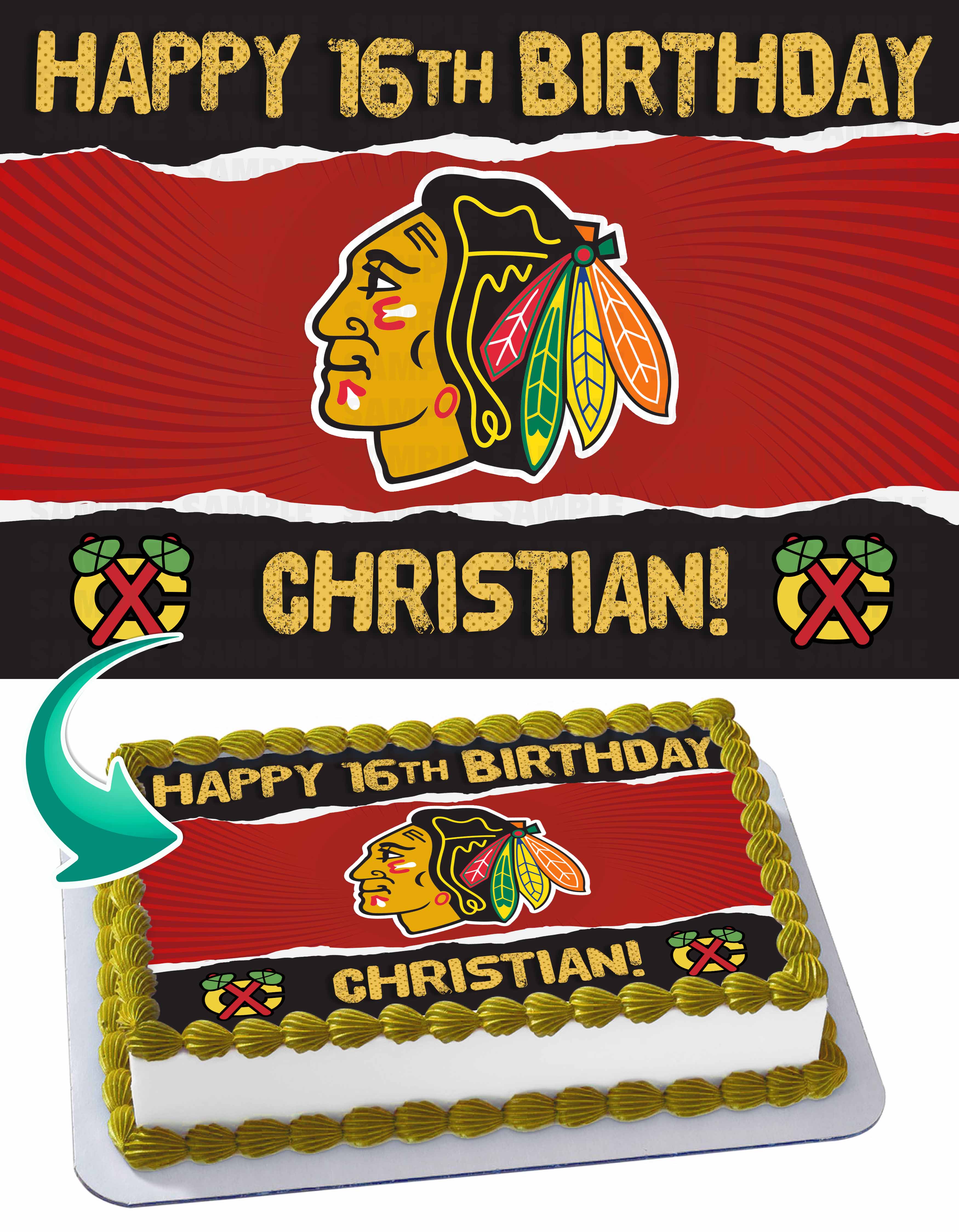 Blackhawks Chicago Edible Cake Topper