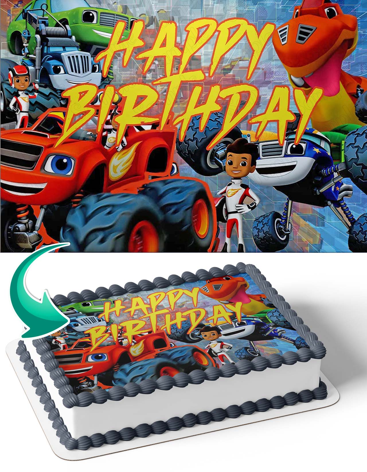 Blaze and the Monster Machines Racers Edible Cake Topper