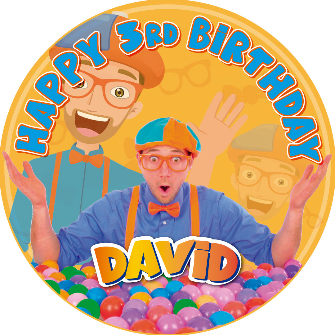 Blippi Kids Orange Round – Icing Sheet Birthday - Personalized Edible Cake Topper | Custom Icing Sheet | Birthday Cake Decoration | Photo Cake Image
