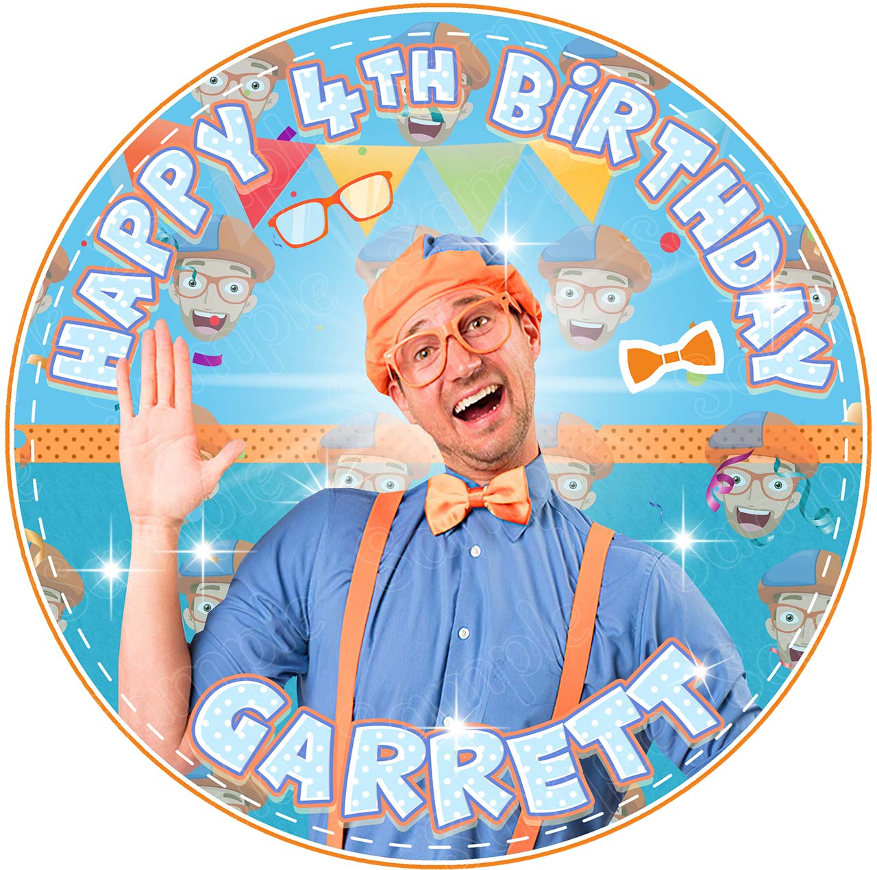 Blippi Orange Round – Icing Sheet Birthday - Personalized Edible Cake Topper | Custom Icing Sheet | Birthday Cake Decoration | Photo Cake Image