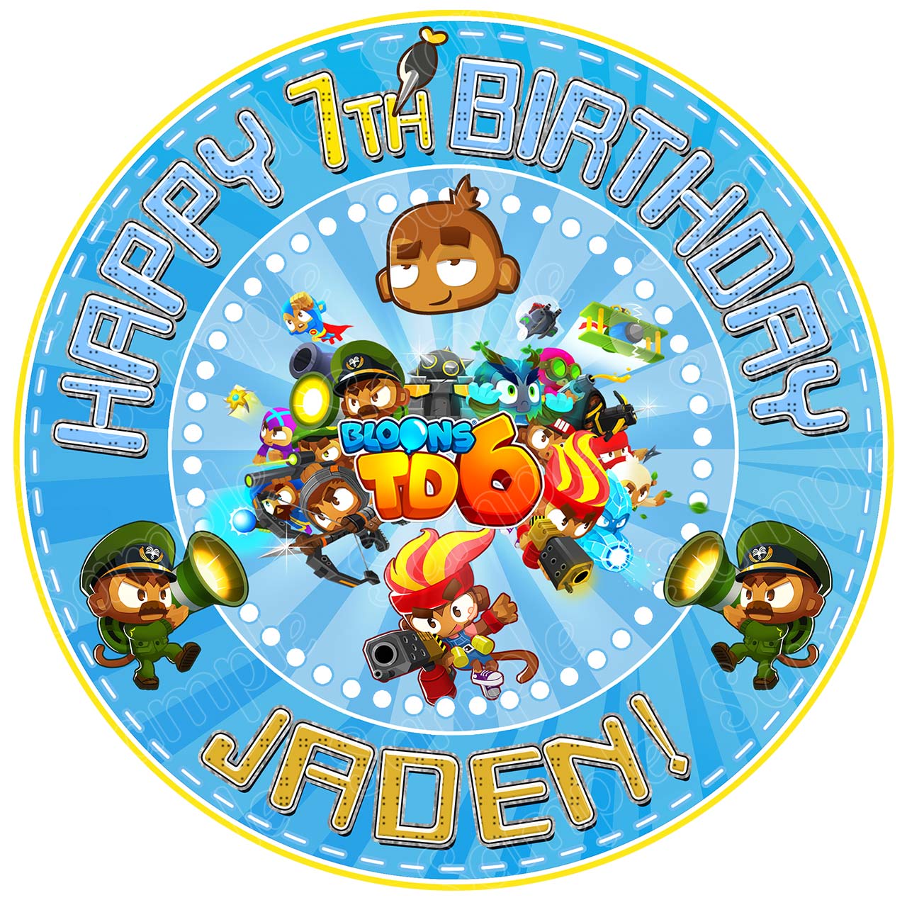 Bloon Gamer Kids Fun Round – Icing Sheet Birthday - Personalized Edible Cake Topper | Custom Icing Sheet | Birthday Cake Decoration