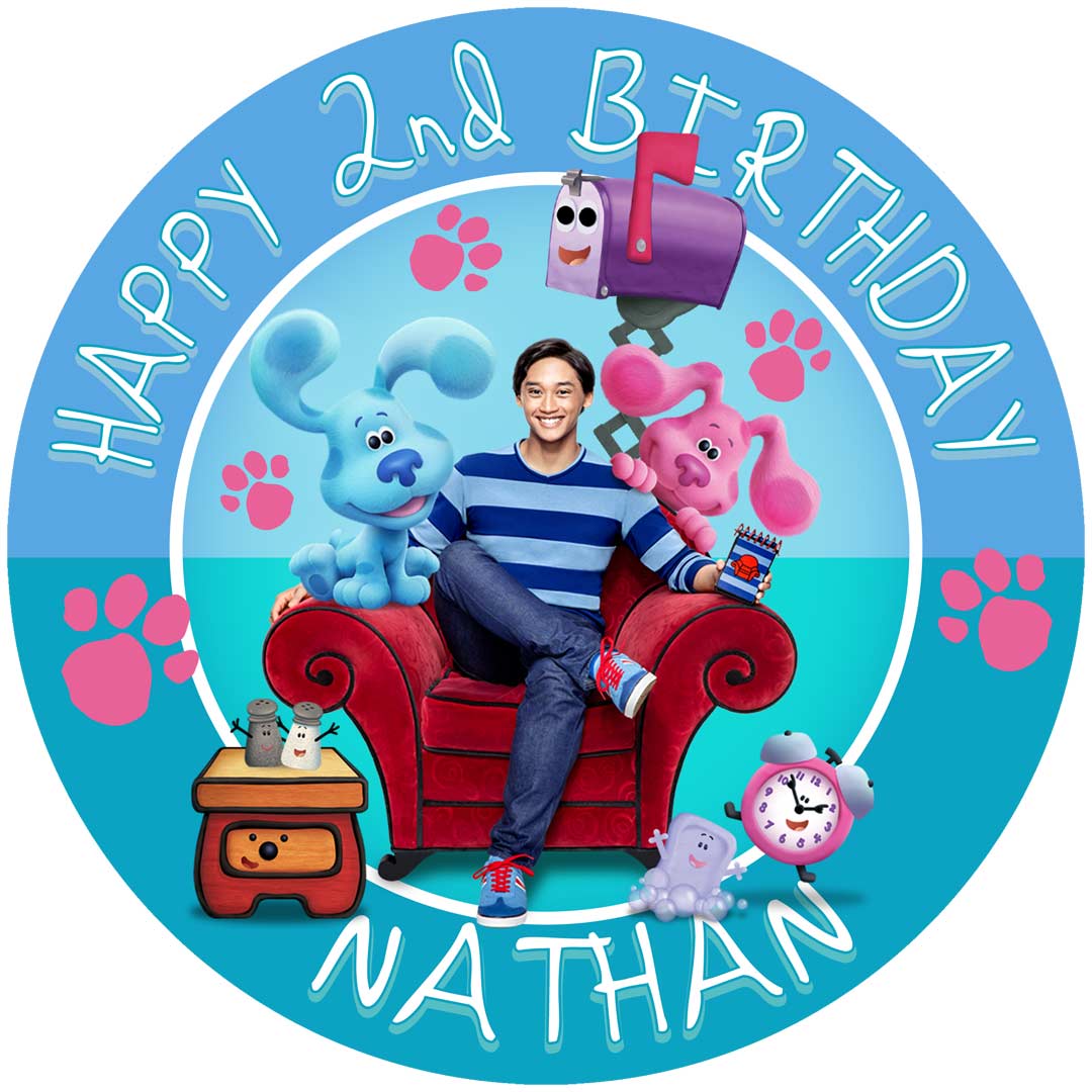 Blues Kids Fun Clues Round – Icing Sheet Birthday - Personalized Edible Cake Topper | Custom Icing Sheet | Birthday Cake Decoration