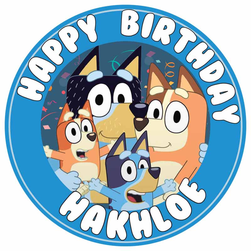 Bluey Puppies Round – Icing Sheet Birthday - Personalized Edible Cake Topper | Custom Icing Sheet | Birthday Cake Decoration | Photo Cake Image