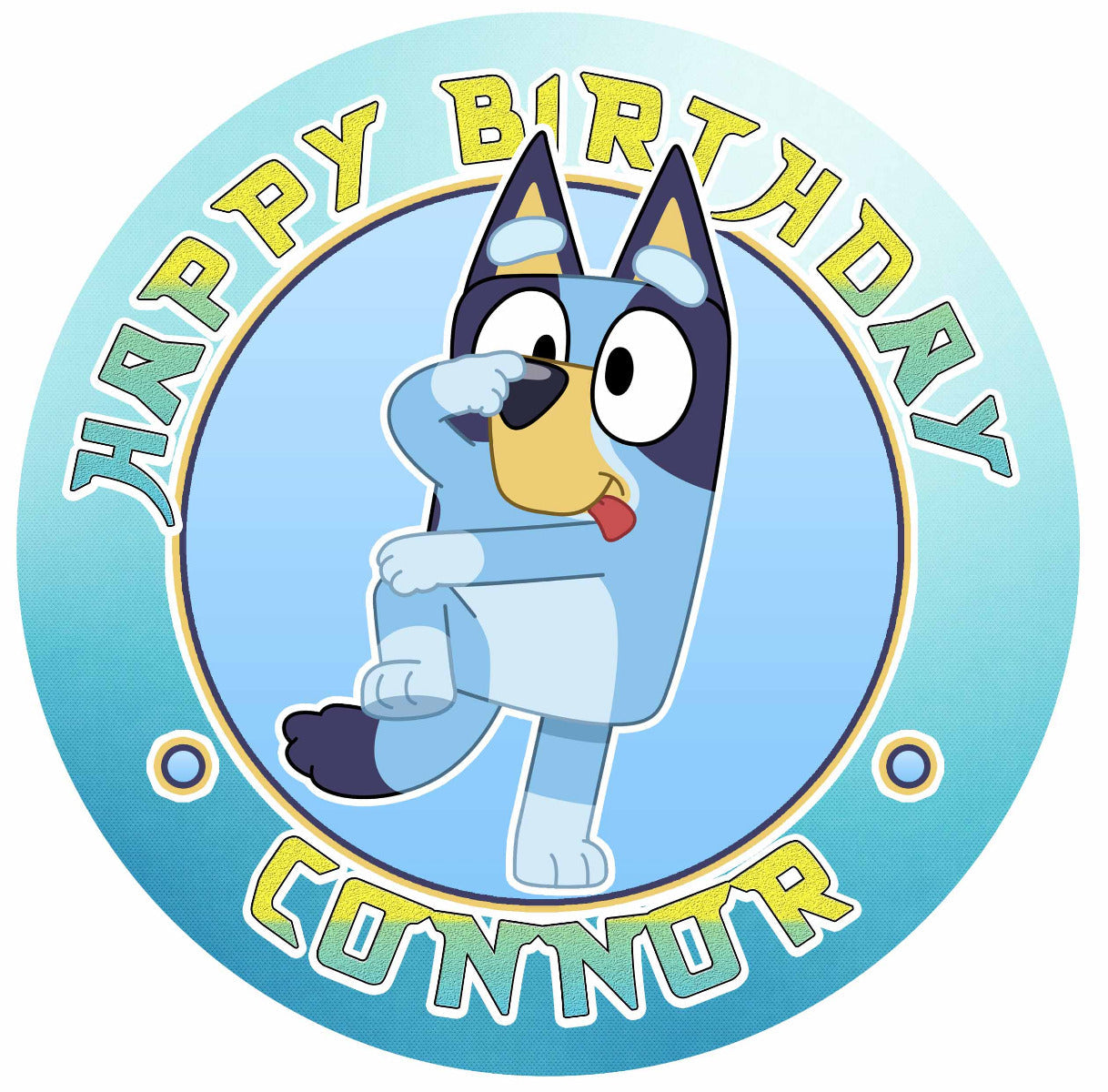 Bluey Kids Fun Family Round – Icing Sheet Birthday - Personalized Edible Cake Topper | Custom Icing Sheet | Birthday Cake Decoration