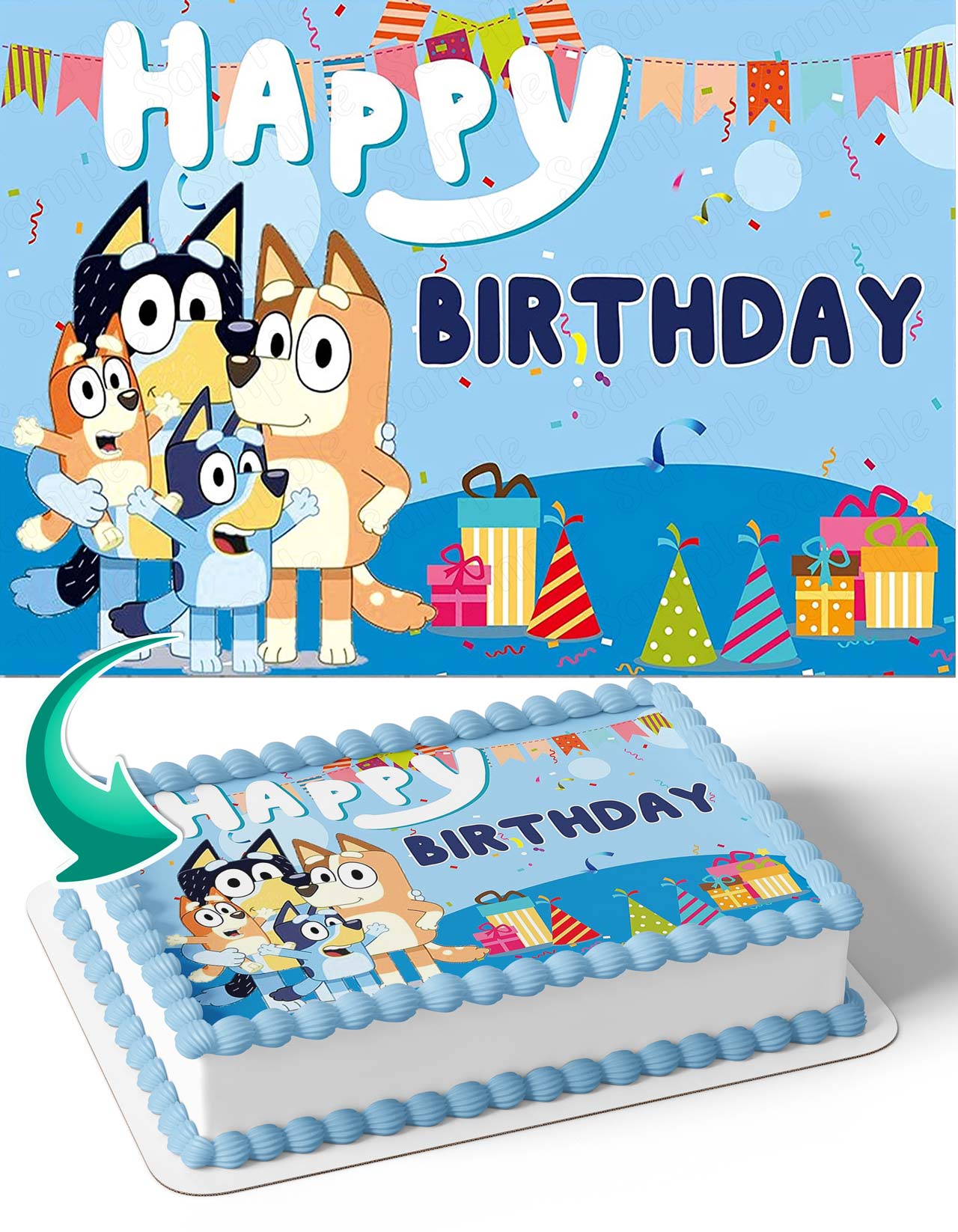 Blue Puppies Bingo BNG Edible Cake Topper
