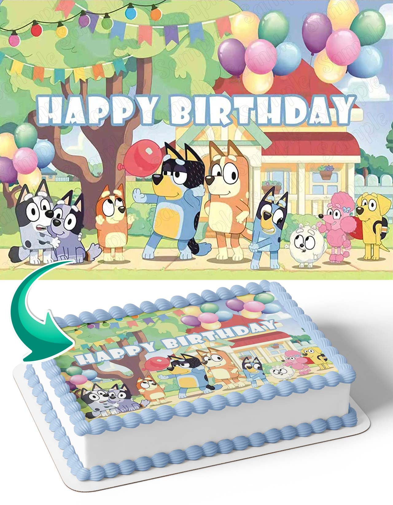 Blue Puppies Bingo Birthday Party Edible Cake Topper