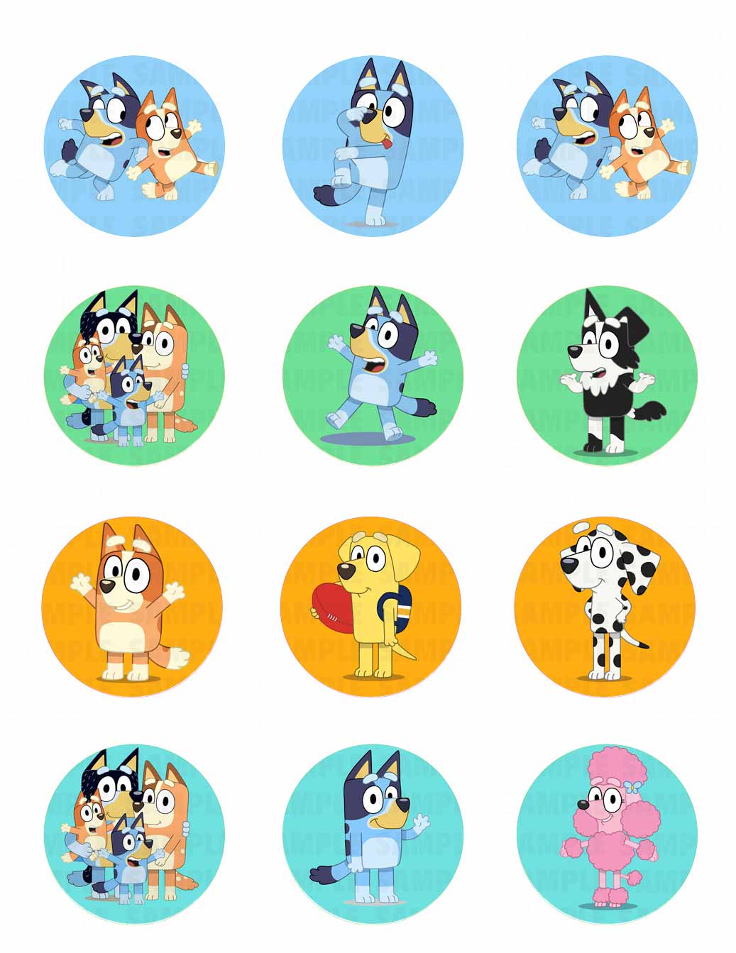 Bluey Bingo Edible Cupcake Toppers – Round Icing Sheet Birthday P - Edible Cake Topper | Icing Sheet | Birthday Cake Decoration