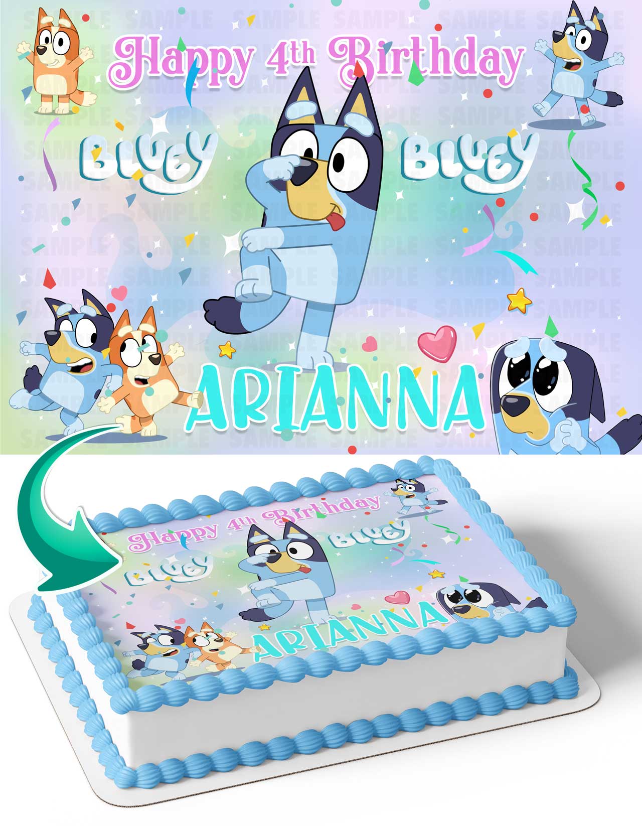 Blue Puppies Bingo BLY Edible Cake Topper