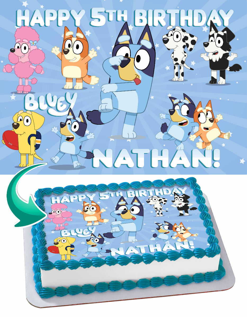 Blue Puppies v2 Edible Cake Topper