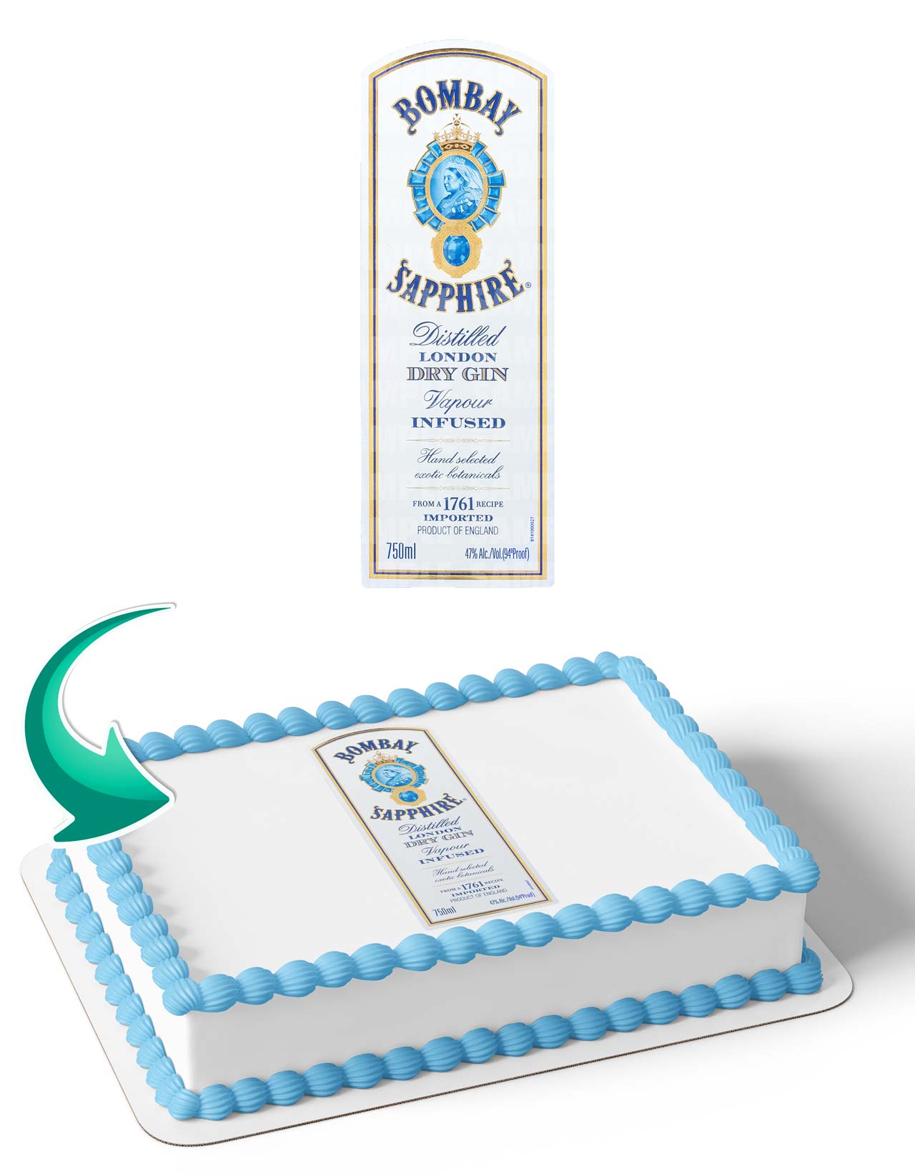 Bombay Sapphire Label Edible Cake Topper