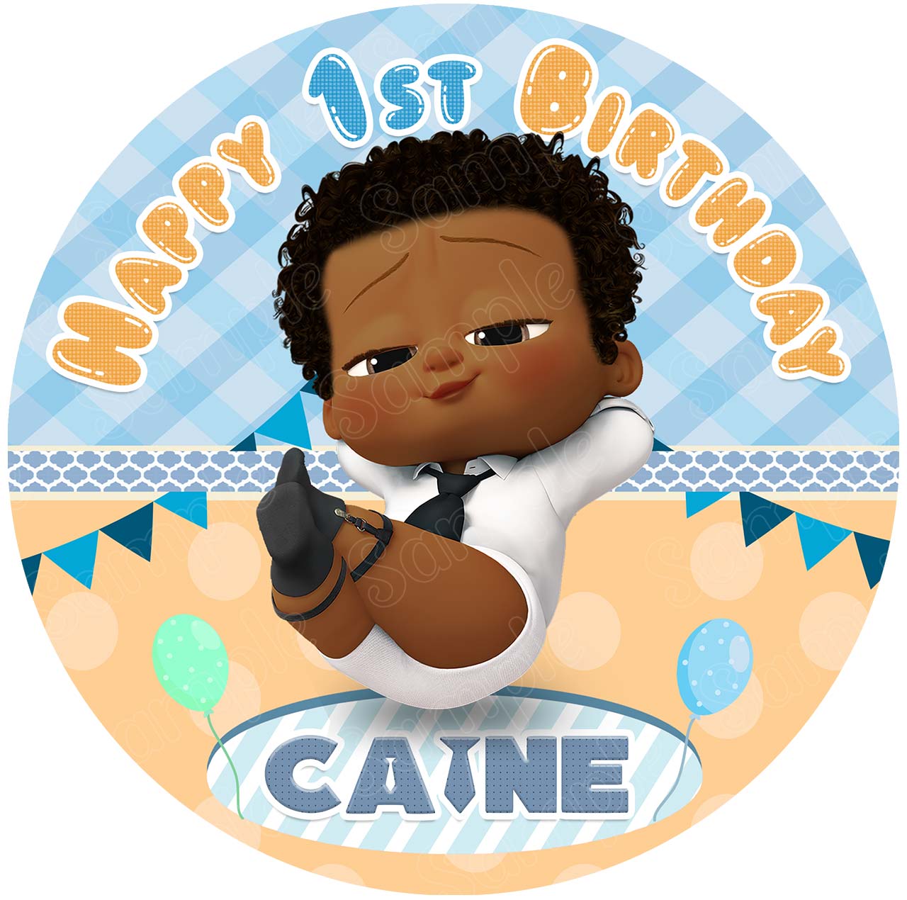 Kids Baby African American Round – Icing Sheet Birthday - Personalized Edible Cake Topper | Custom Icing Sheet | Birthday Cake Decoration