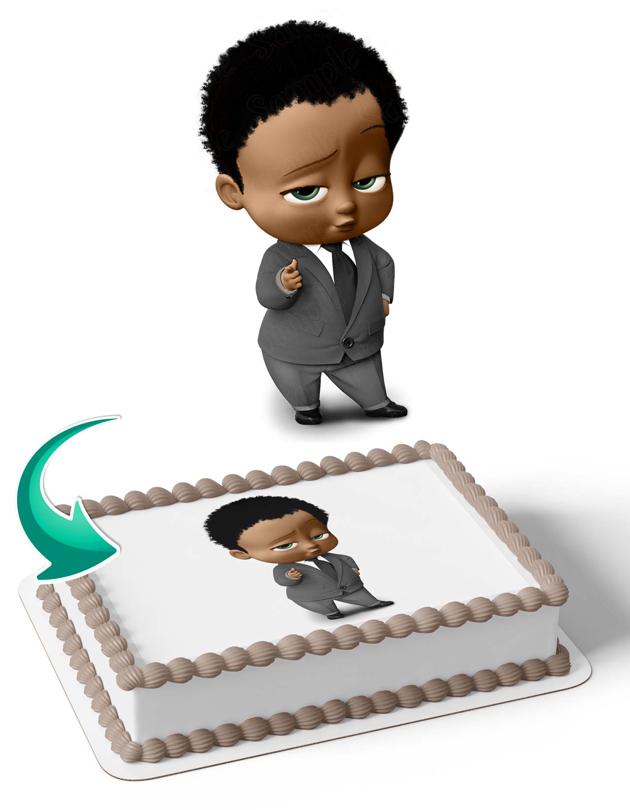 Kids Baby Boy African American Deco Edible Cake Topper