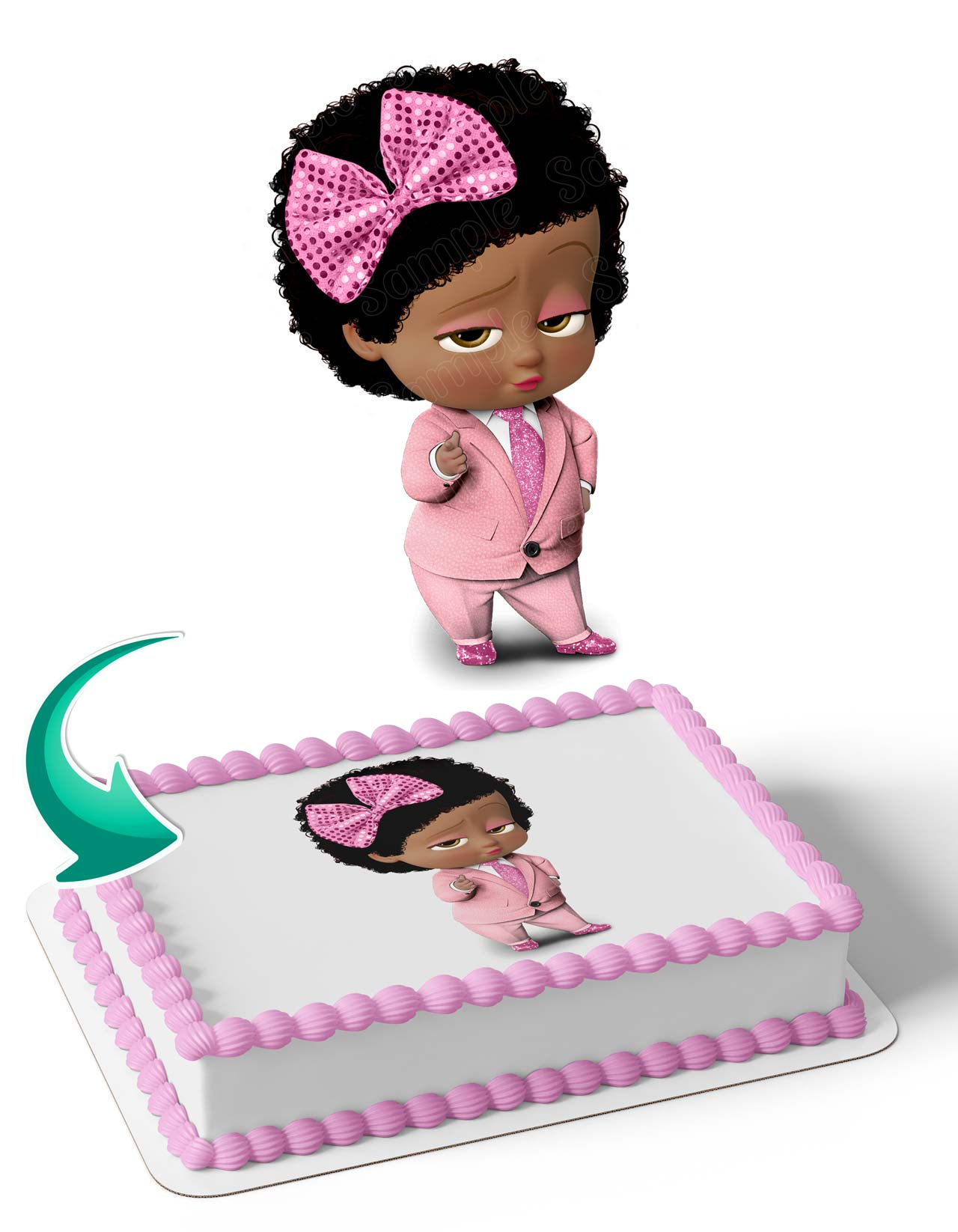 Kids Baby Girl African American Deco Edible Cake Topper