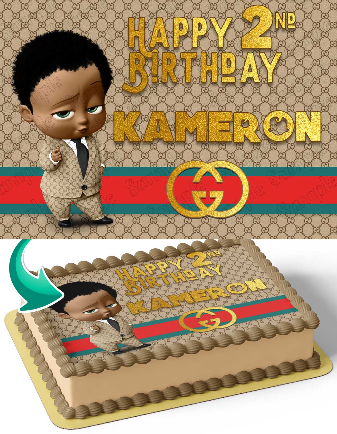 Kids Baby Gussi African American Edible Cake Topper