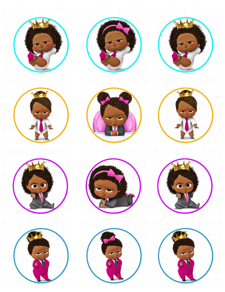 African American Girl Edible Cupcake Toppers – Round Icing Sheet - Edible Cake Topper | Icing Sheet | Birthday Cake Decoration