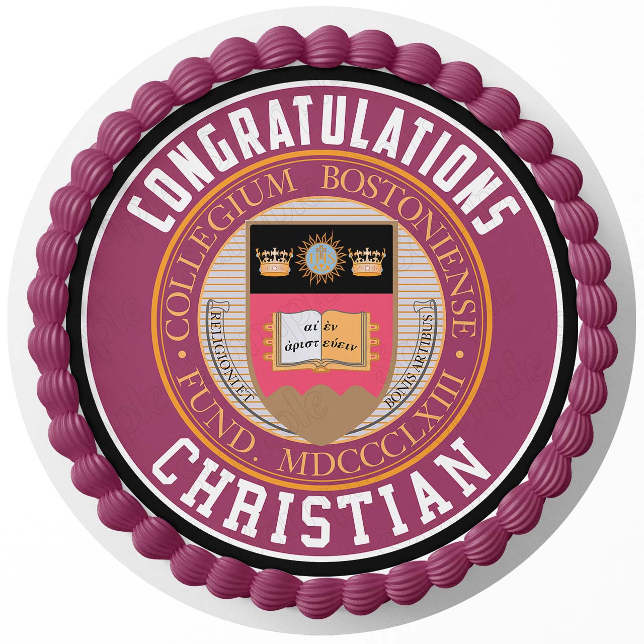 Boston College Round – Icing Sheet Birthday - Personalized Edible Cake Topper | Custom Icing Sheet | Birthday Cake Decoration | Photo Cake Image