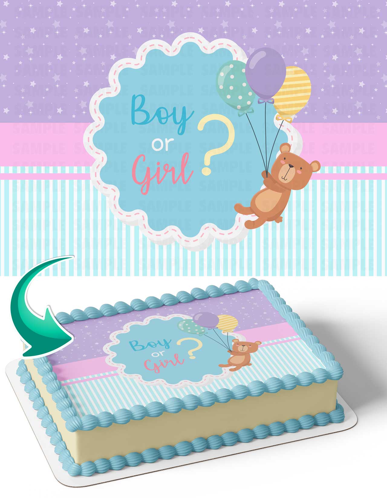 Boy or Girl Gender Reveal Edible Cake Topper