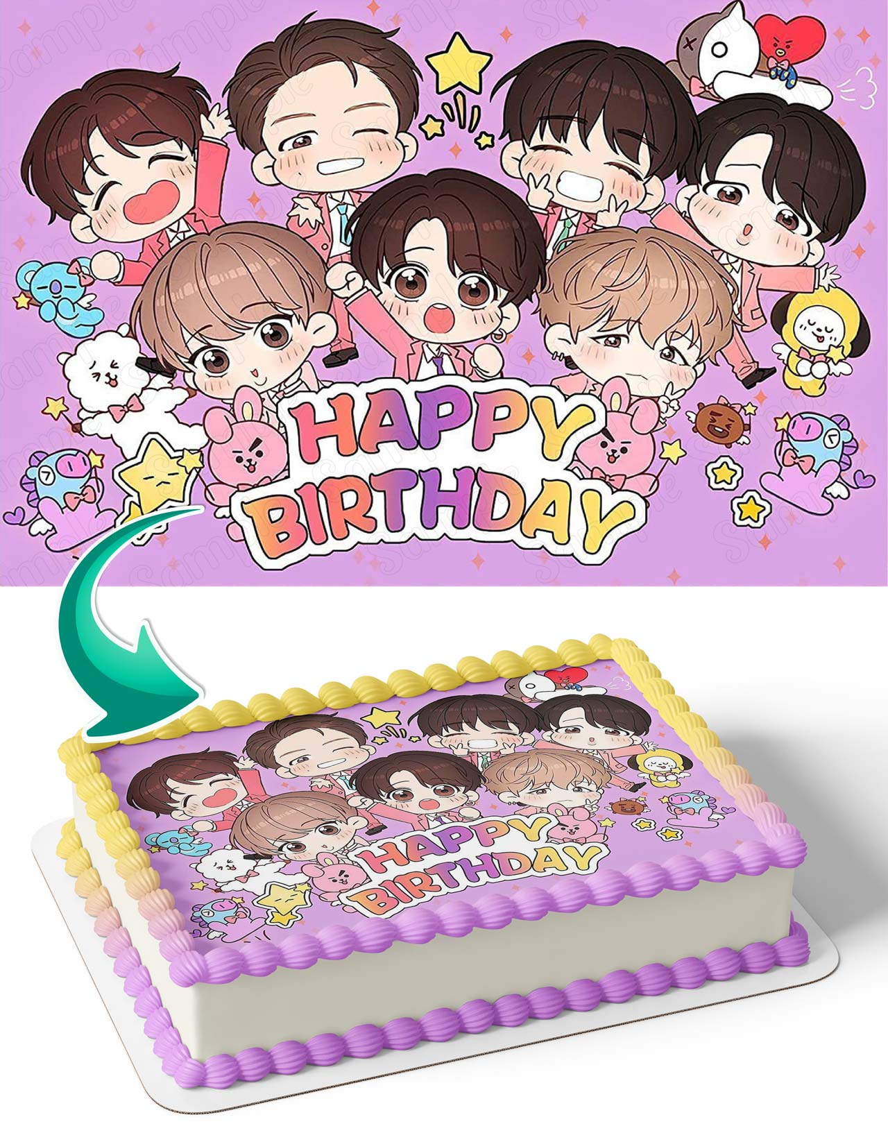 BTS Bangtan Boys Band Edible Cake Topper