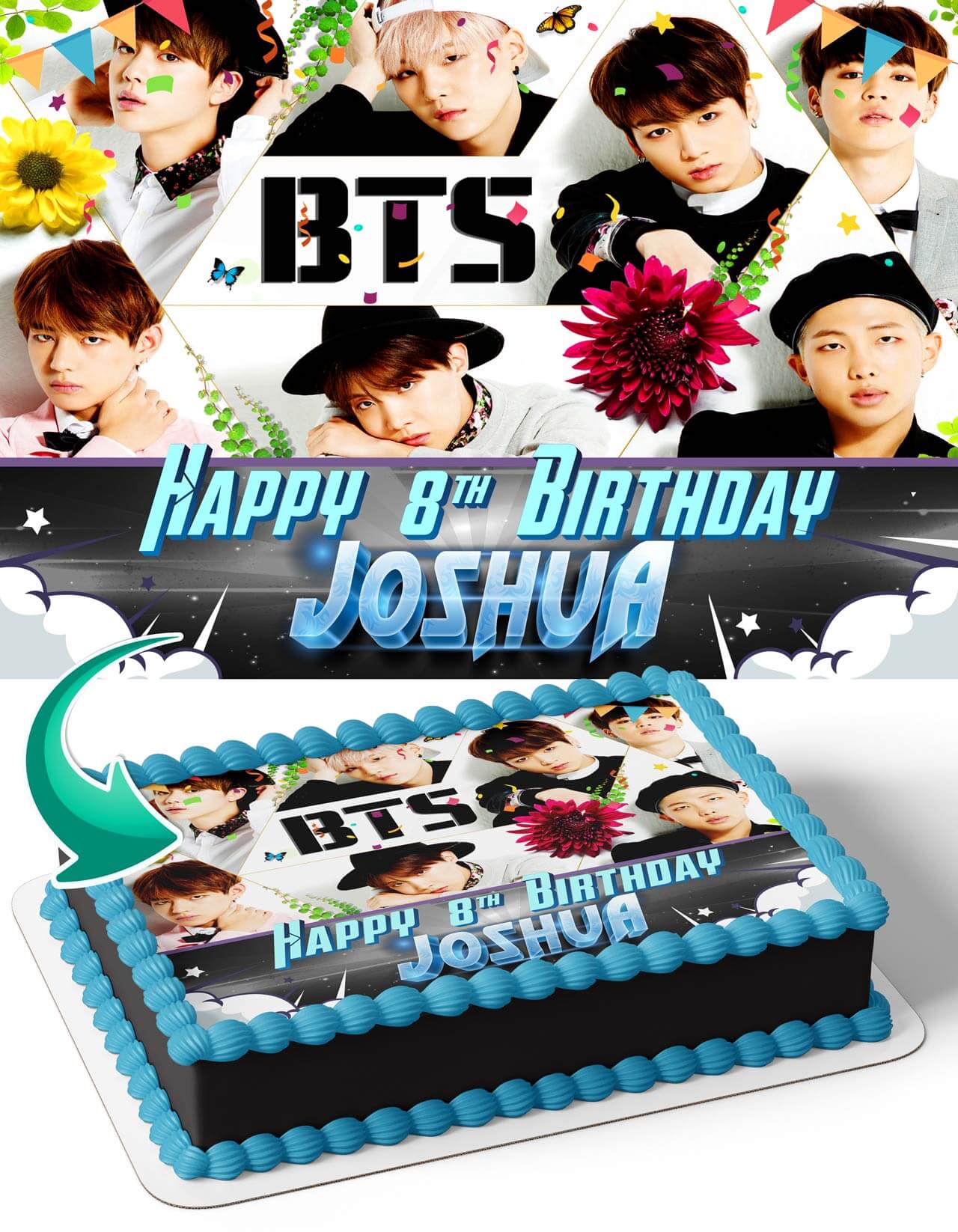 BTS Boy Band Edible Cake Topper