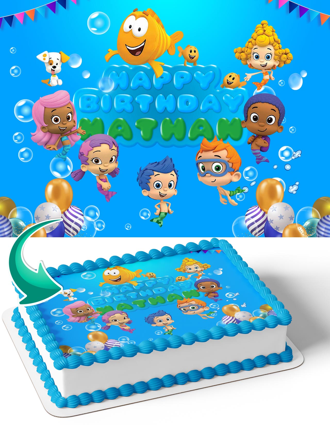 Bubble Guppies BG Edible Cake Topper